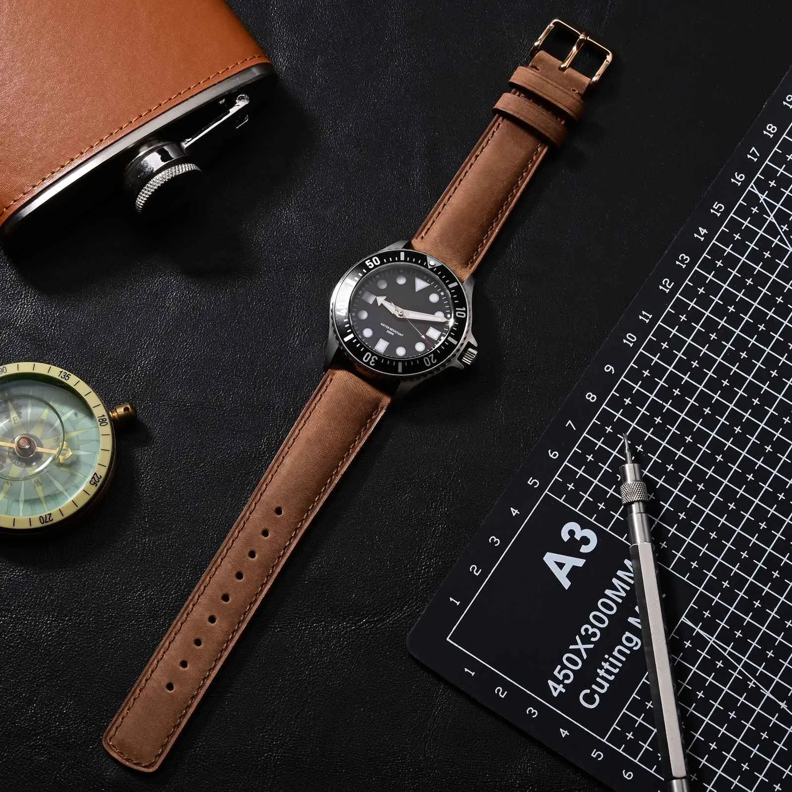 Ayadoo 22mm marrone caramello genuino cinturino in pelle, rilasciare rapidamente primavera Bar Band per le donne uomini - immagine 7
