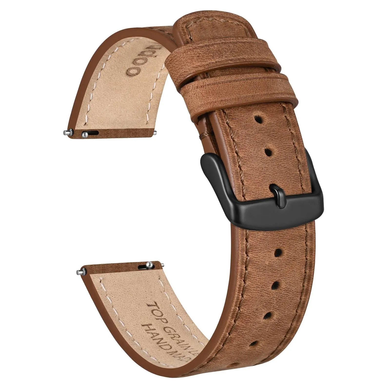Ayadoo 18mm marrone caramello genuino cinturino in pelle, rilasciare rapidamente primavera Bar Band per le donne uomini - immagine 1