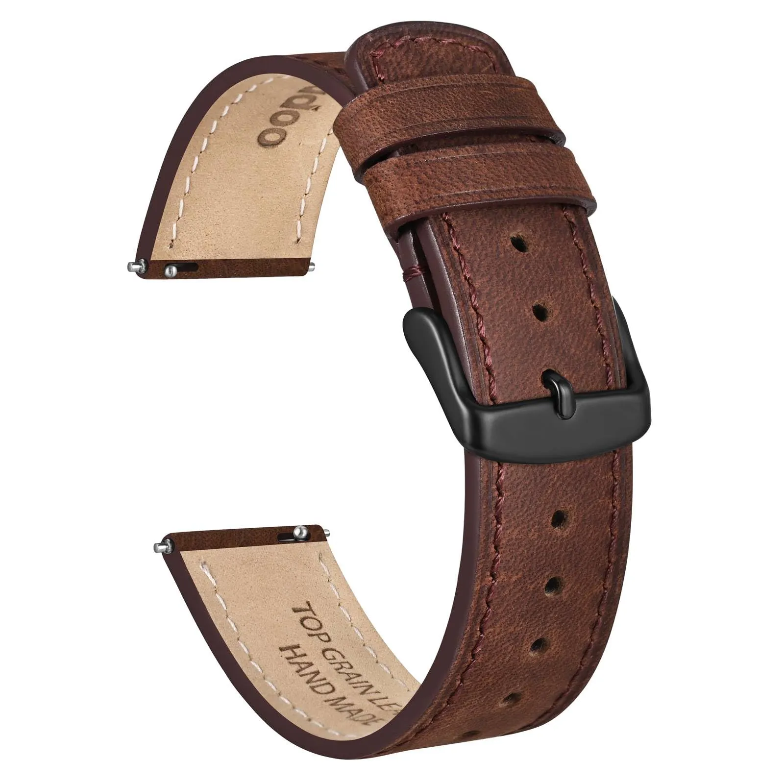 Ayadoo 22mm marrone scuro genuino cinturino in pelle, rilasciare rapidamente primavera Bar Band per le donne uomini - immagine 1