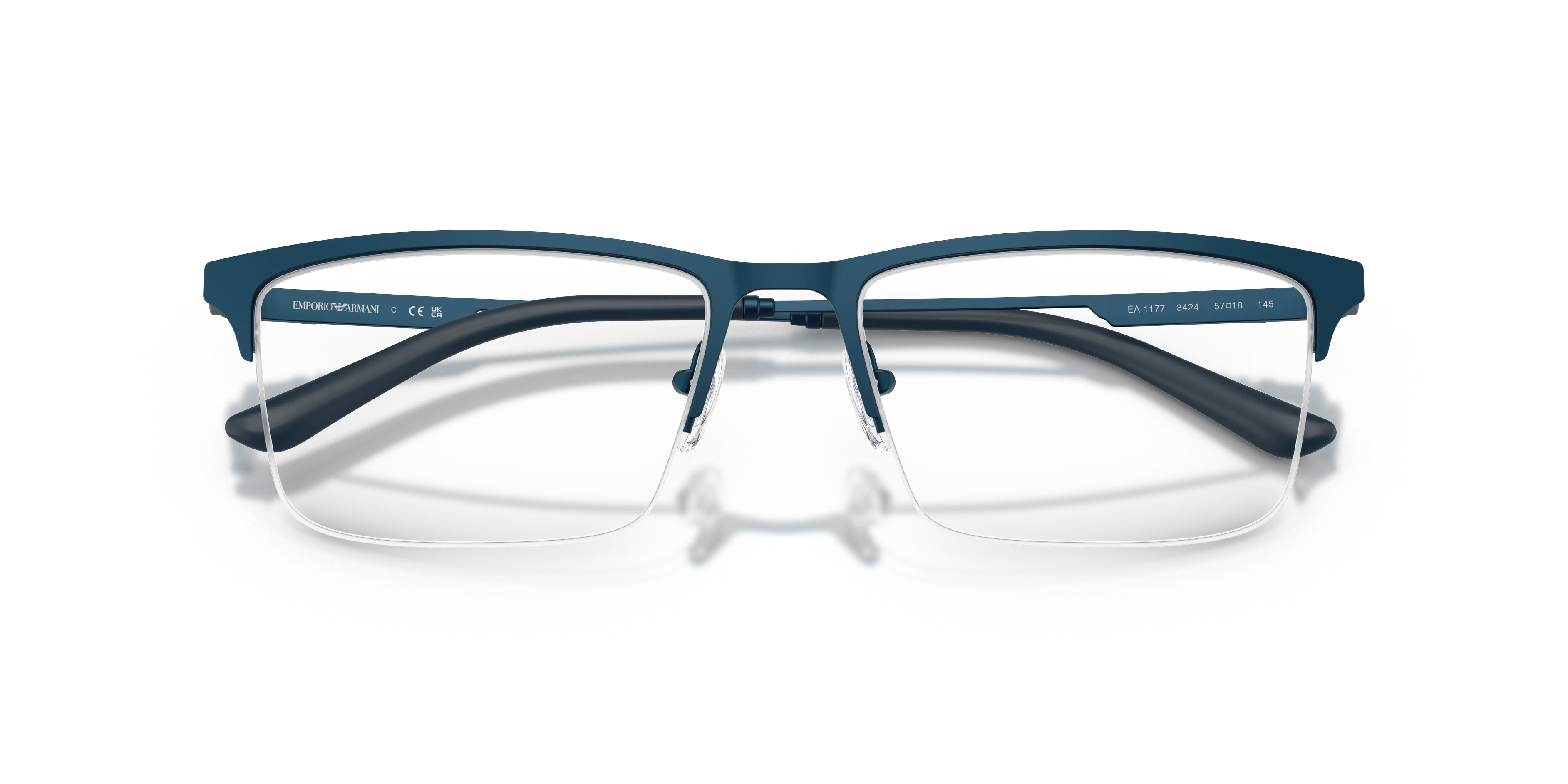 Emporio Armani EA1177 3424 Montature da vista Metallo Blu Squadrata Normale - immagine 2