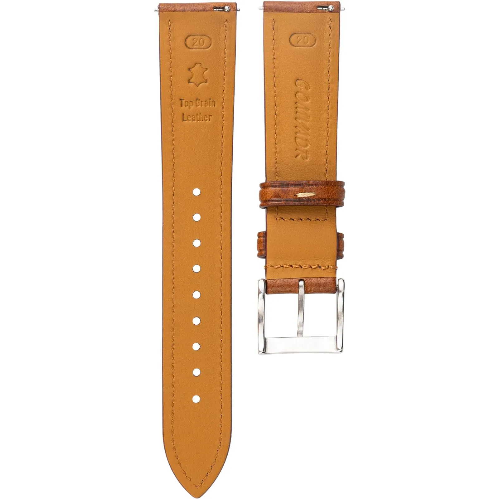 Gomvadr Cinturino in pelle di cuoio vegetale, cinturino per orologio da 20 mm, 16 18 19 20 XL 21 22 XXL a sgancio rapido, 19mm, Moderno - immagine 4