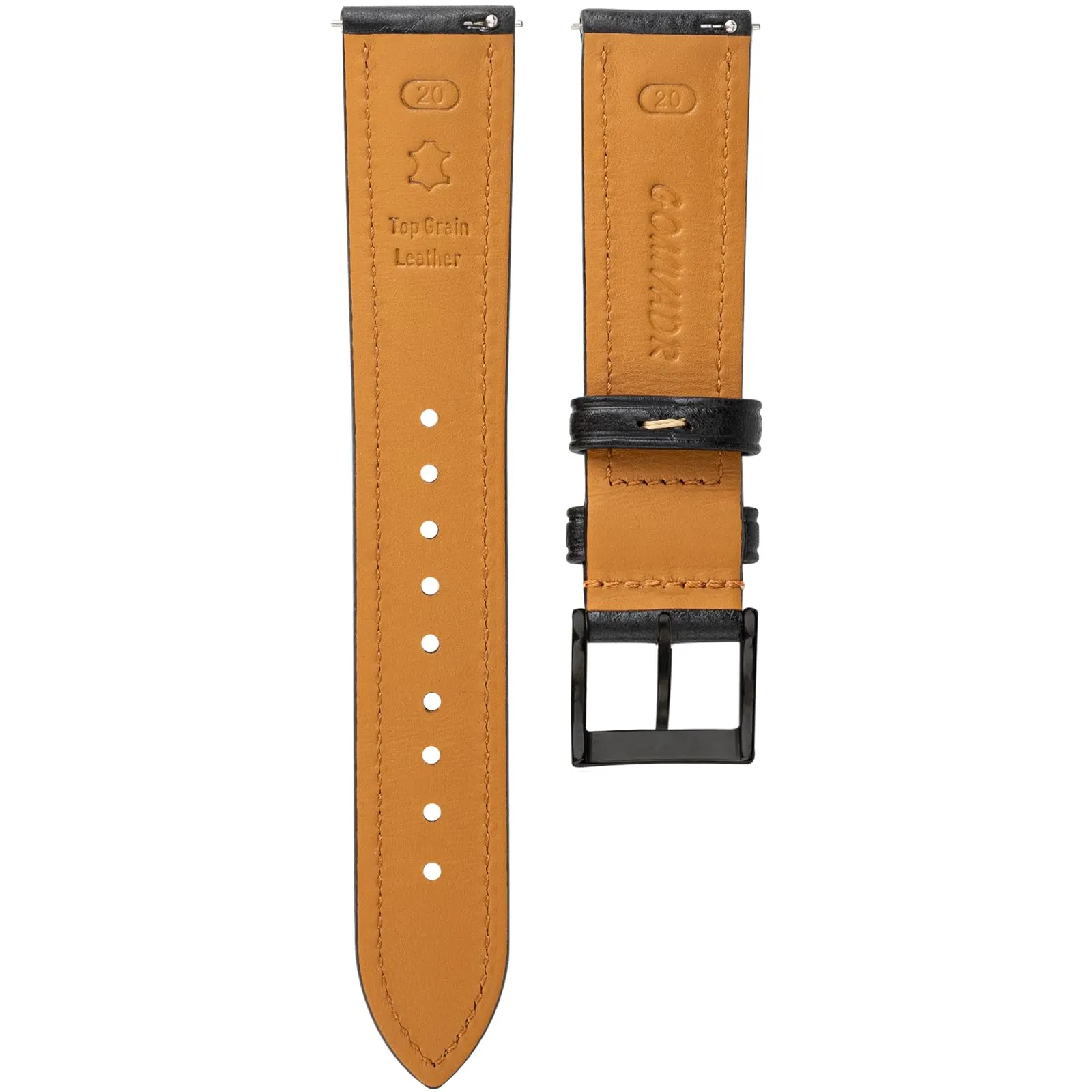 Gomvadr Cinturino di ricambio in pelle conciata al vegetale, 16 18 19 20 20 mm XL 21 22 mm XXL a sgancio rapido, 21mm, Pelle, Nessuna pietra preziosa - immagine 4