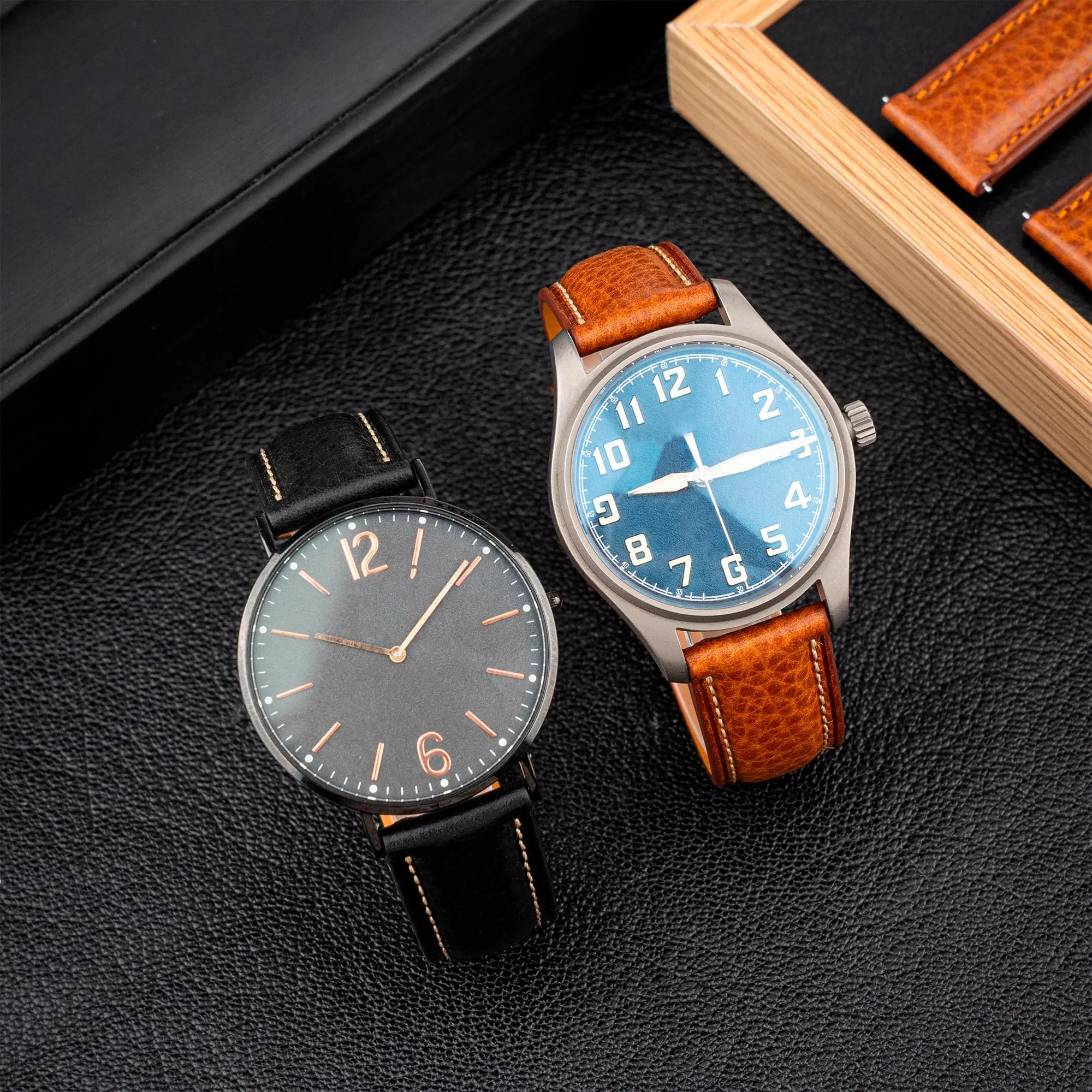 Gomvadr Cinturino in pelle per orologio, cinturino in pelle con tannino vegetale, 20 mm, in pelle, 18 mm, 19, 20, XL, 21, 22, XXL, cinturini di ricambio a sgancio rapido, spessi e morbidi, 18mm - immagine 11
