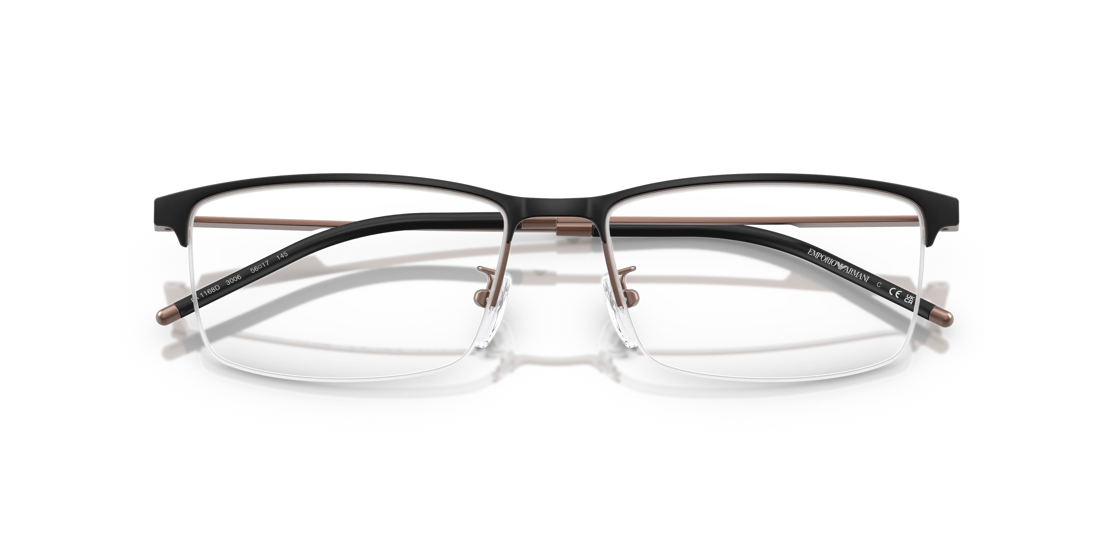 Emporio Armani EA1168D 3006 Montature da vista Metallo Nero Squadrata Normale - immagine 2