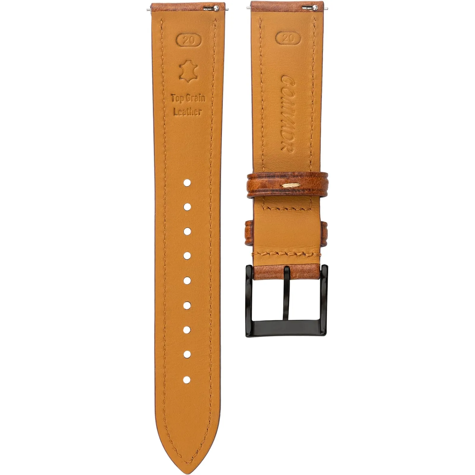 Gomvadr, cinturino per orologio in pelle, cinturino in pelle tannata vegetalmente, 20 mm, pelle, 18 mm, 19, 20, XL, 21, 22, XXL, cinturini di ricambio a sgancio rapido, spessi e morbidi, 18mm, Moderno - immagine 4