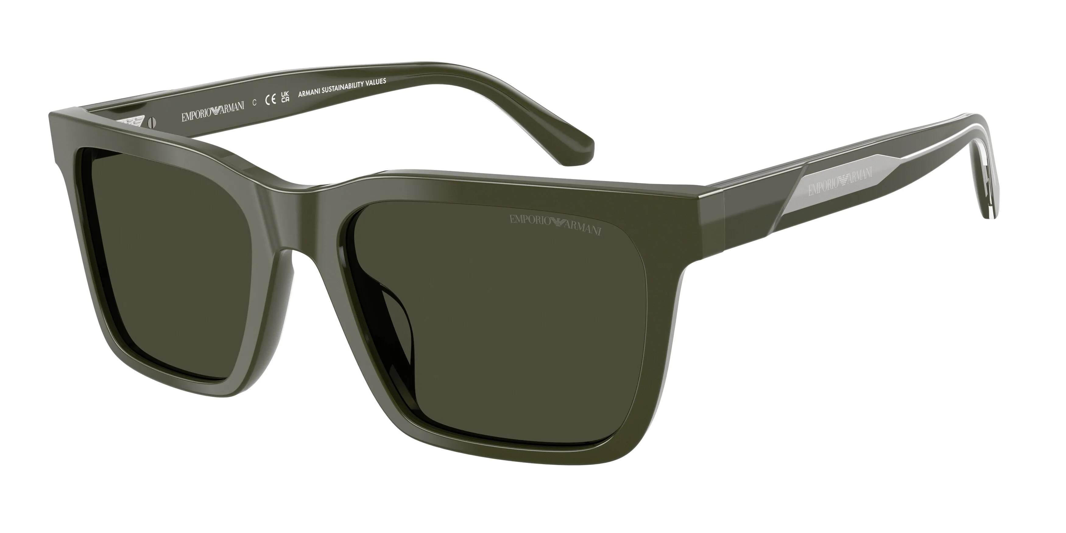 Emporio Armani EA4262U 632182 Occhiali da sole Acetato Verde Verde Squadrata Normale - immagine 1