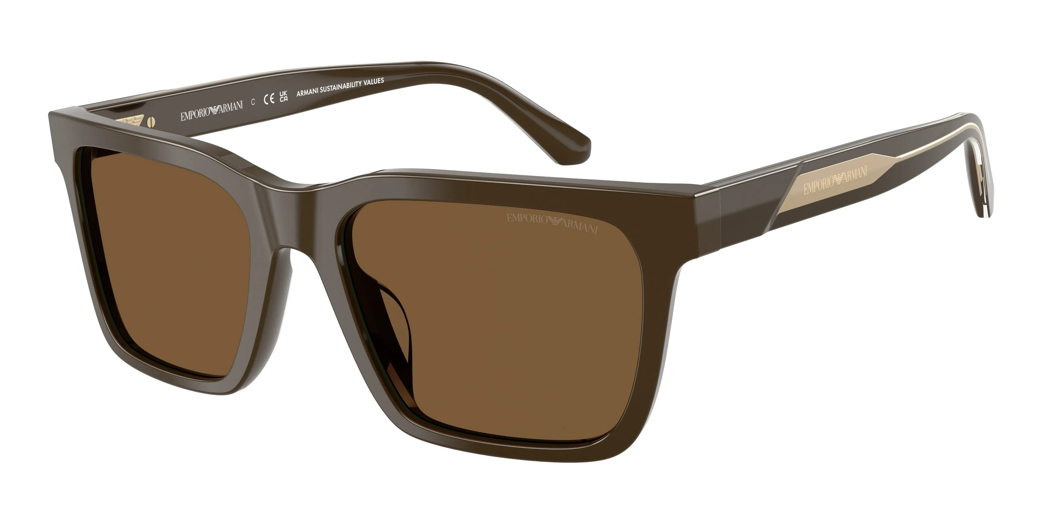 Emporio Armani EA4262U 630773 Occhiali da sole Acetato Marrone Marrone Squadrata Normale - immagine 1