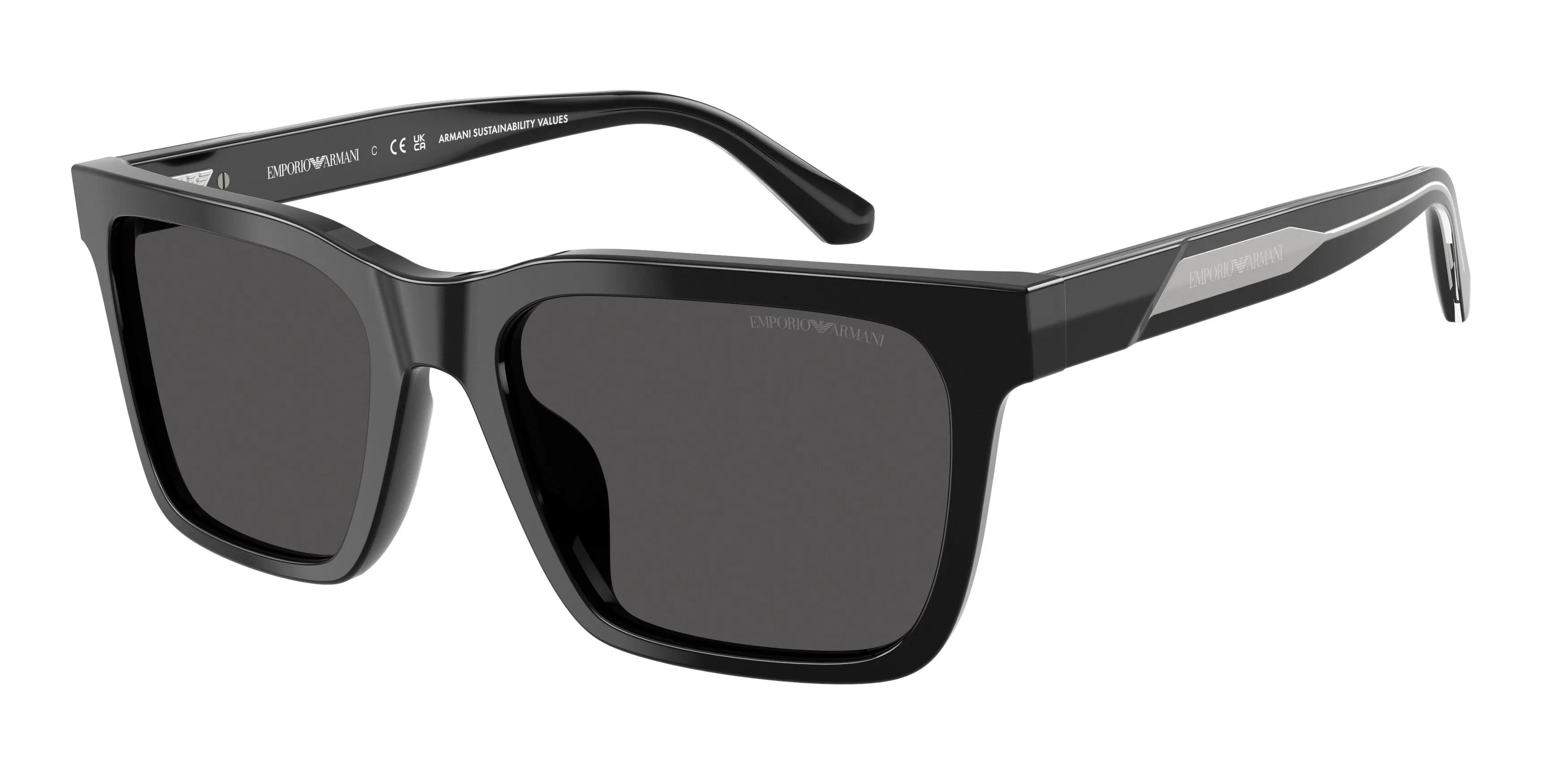 Emporio Armani EA4262U 501787 Occhiali da sole Acetato Nero Grigio Squadrata Normale - immagine 1