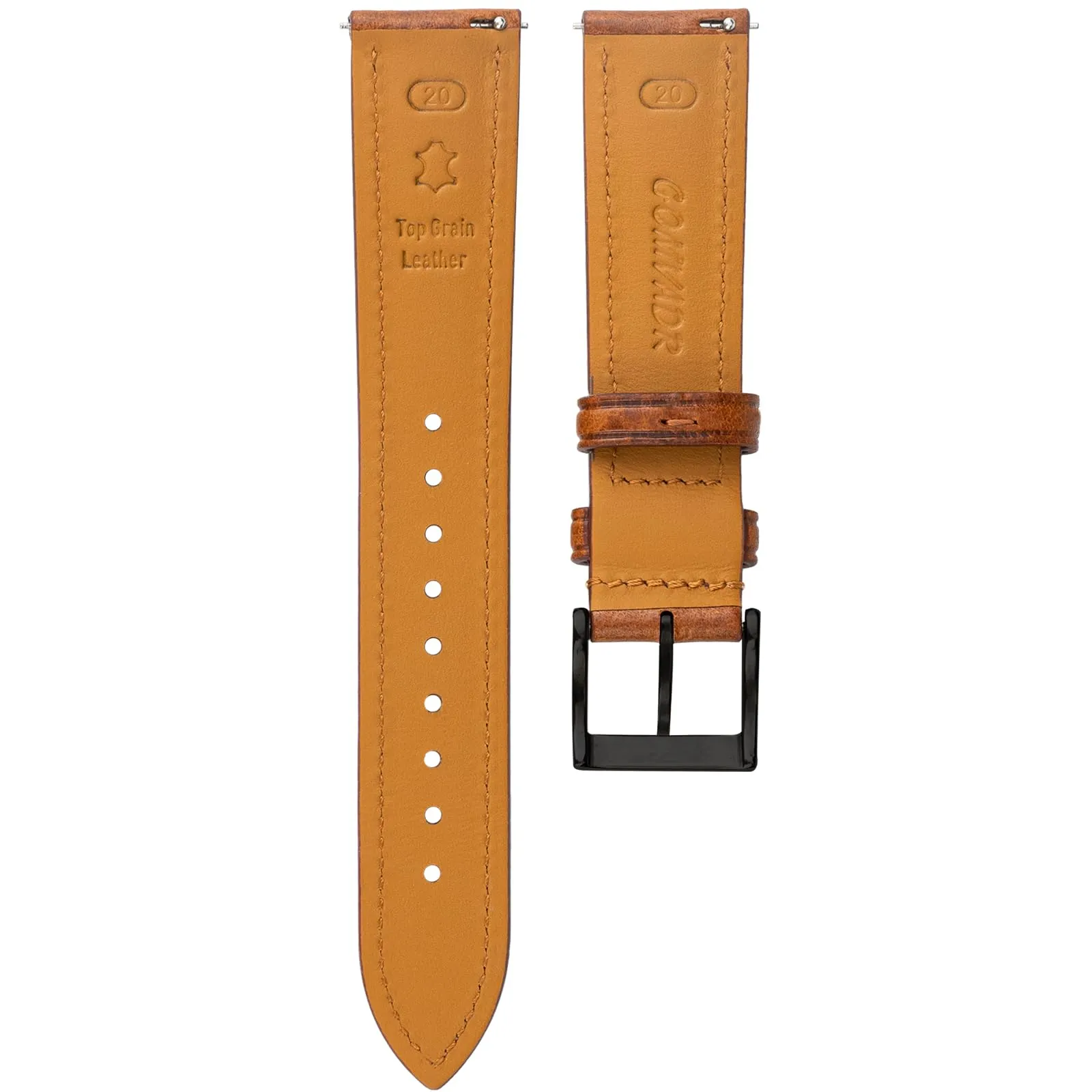 Gomvadr Cinturino in pelle per orologio con pelle conciata al vegetale, 20 mm, 16 18 19 20 XL 21 22 XXL Cinturini di ricambio a sgancio rapido, 19 mm, Pelle, Nessuna pietra preziosa - immagine 4