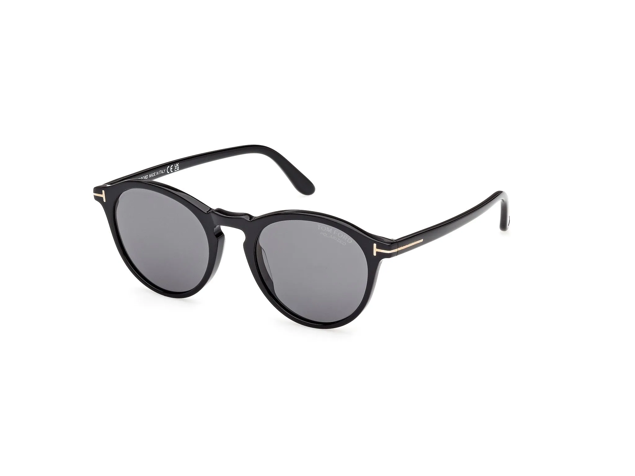 TOM FORD FT0904 AURELE 01D Occhiali da sole Acetato Nero Fumo Rotonda Polarizzata - immagine 1