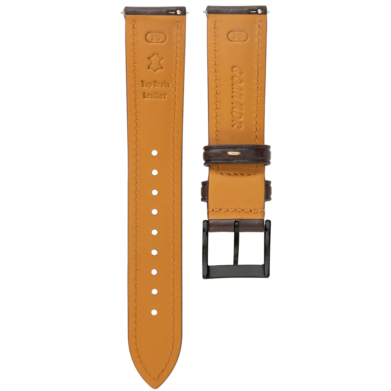 Gomvadr Cinturino in pelle per orologio con pelle conciata al vegetale, 20 mm, 16 18 19 20 XL 21 22 XXL Cinturini di ricambio a sgancio rapido, 22mm-XXL, Pelle, Nessuna pietra preziosa - immagine 4