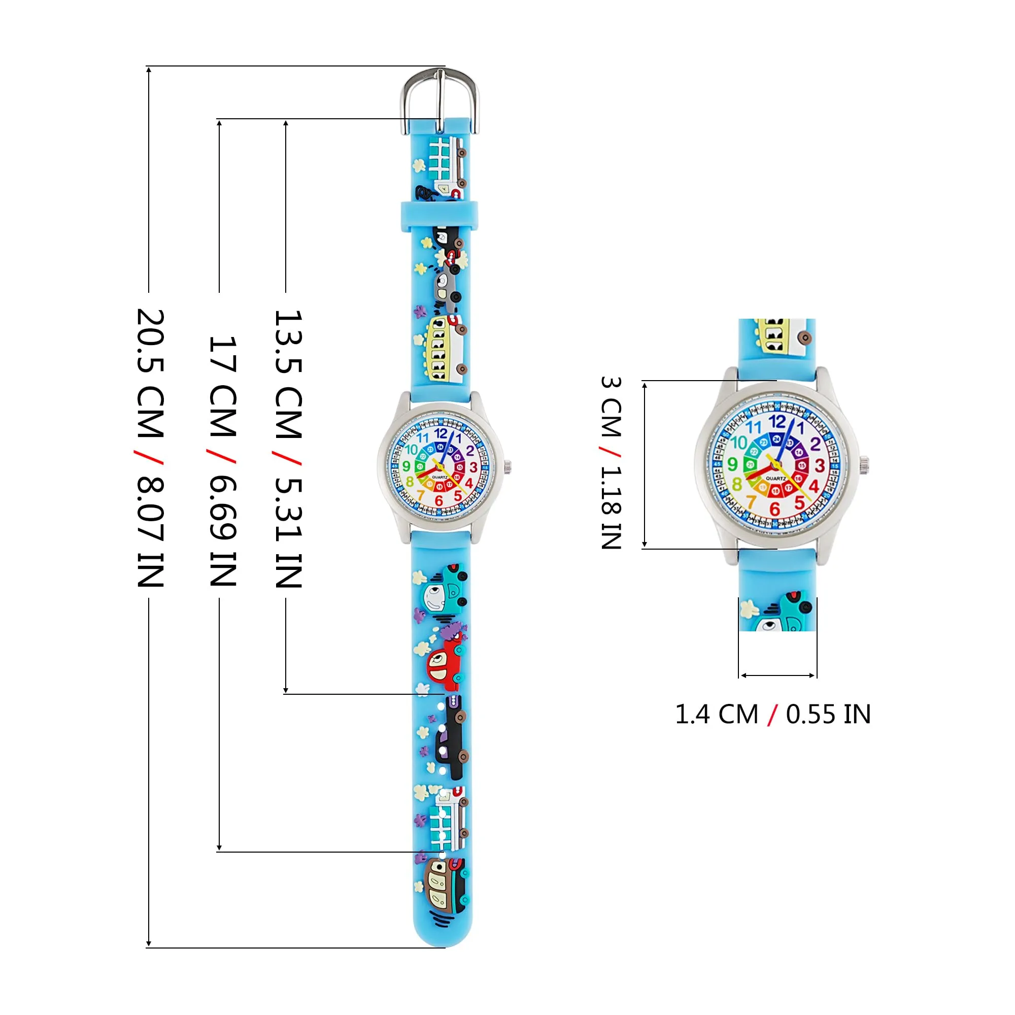 MUXIJIA Orologio Educativo per Bambini - Analogico Quarzo Orologi da Polso per Ragazzi e Ragazze - 3D Cartone Animato Cinturino in Silicone Orologio per Bambini e Ragazzi da 3-10 Anni - immagine 3