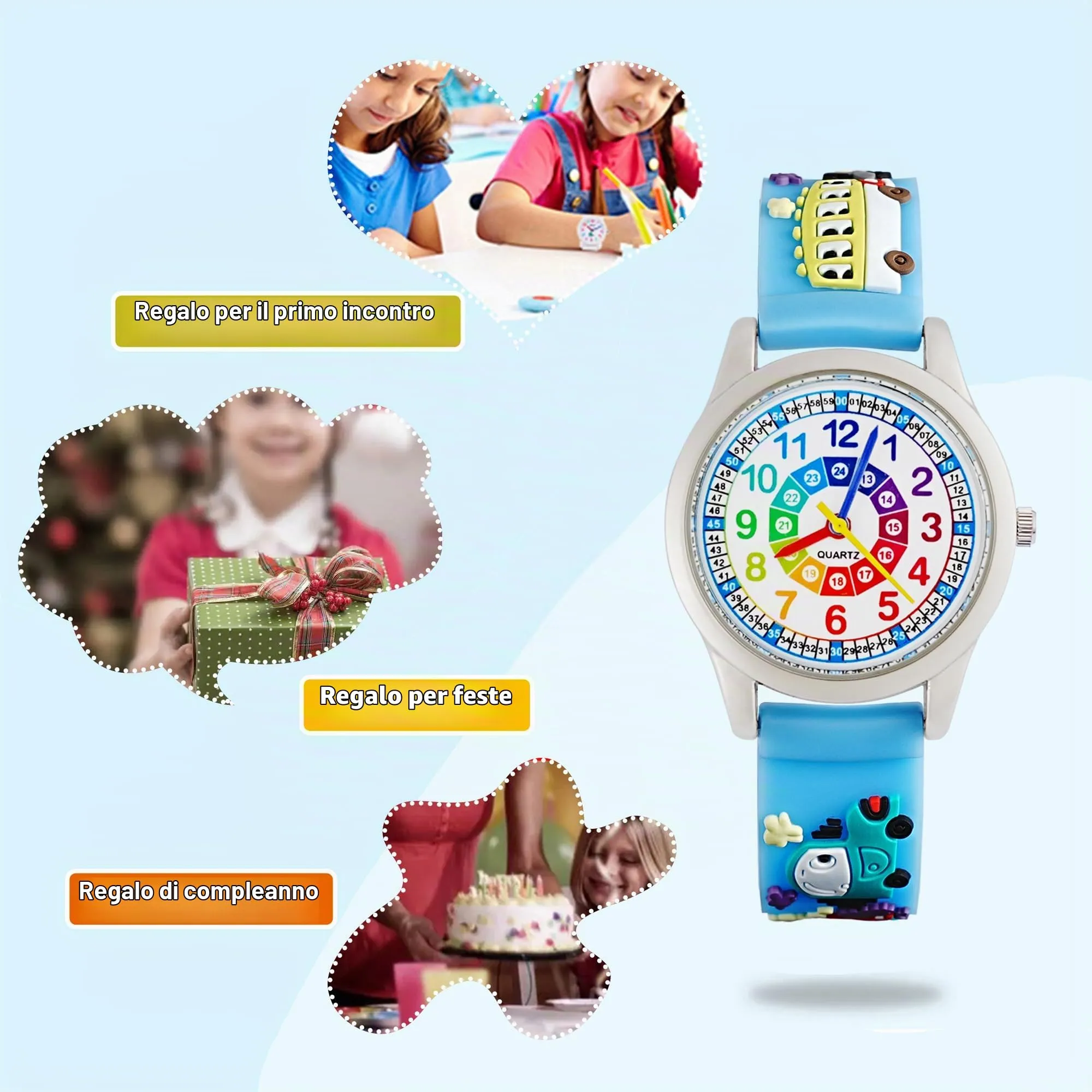 MUXIJIA Orologio Educativo per Bambini - Analogico Quarzo Orologi da Polso per Ragazzi e Ragazze - 3D Cartone Animato Cinturino in Silicone Orologio per Bambini e Ragazzi da 3-10 Anni - immagine 6