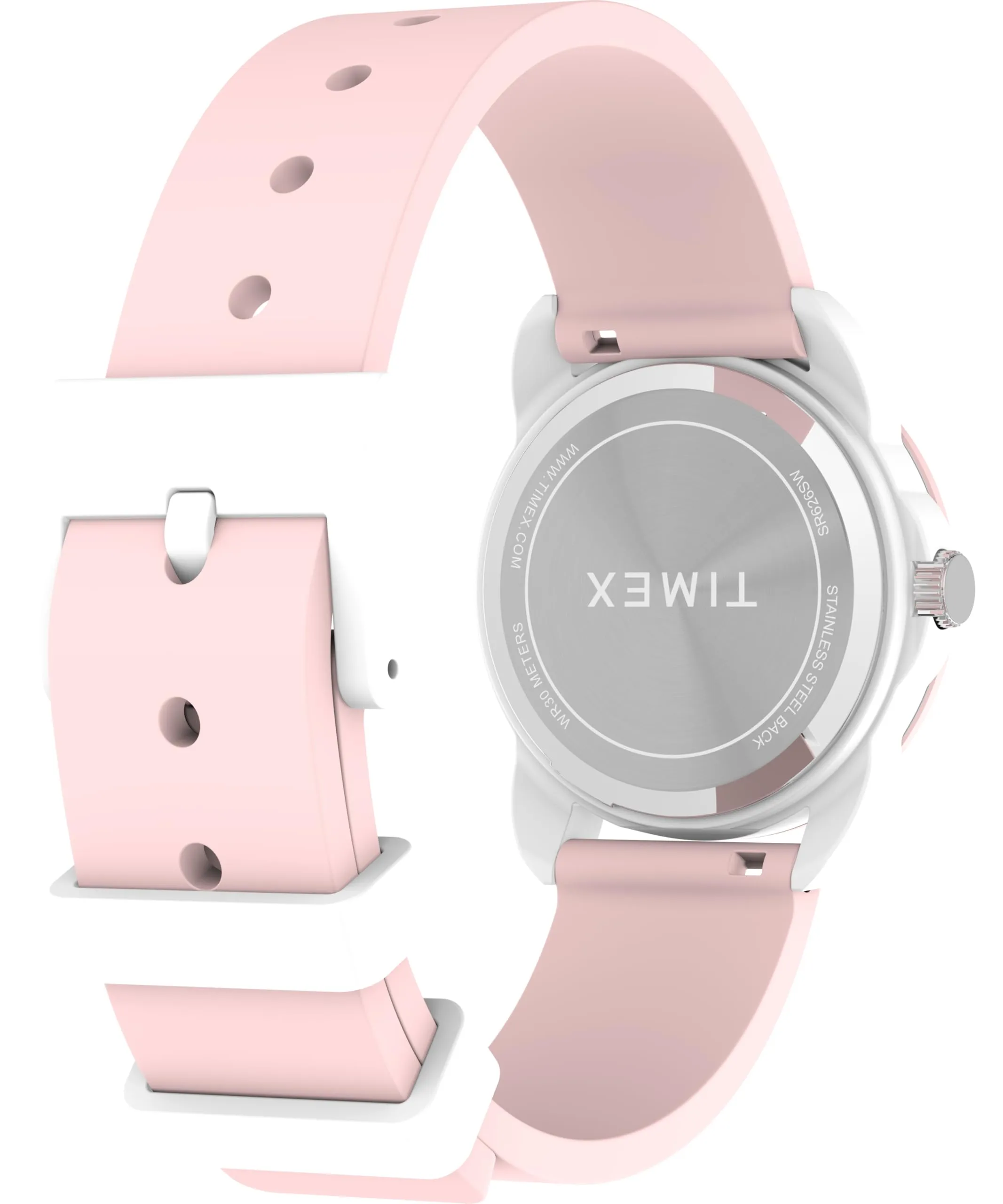 Timex TW2W92000 Time Machine, orologio da 30 mm, quadrante bianco, cassa bianca, cinturino in silicone rosa - immagine 5