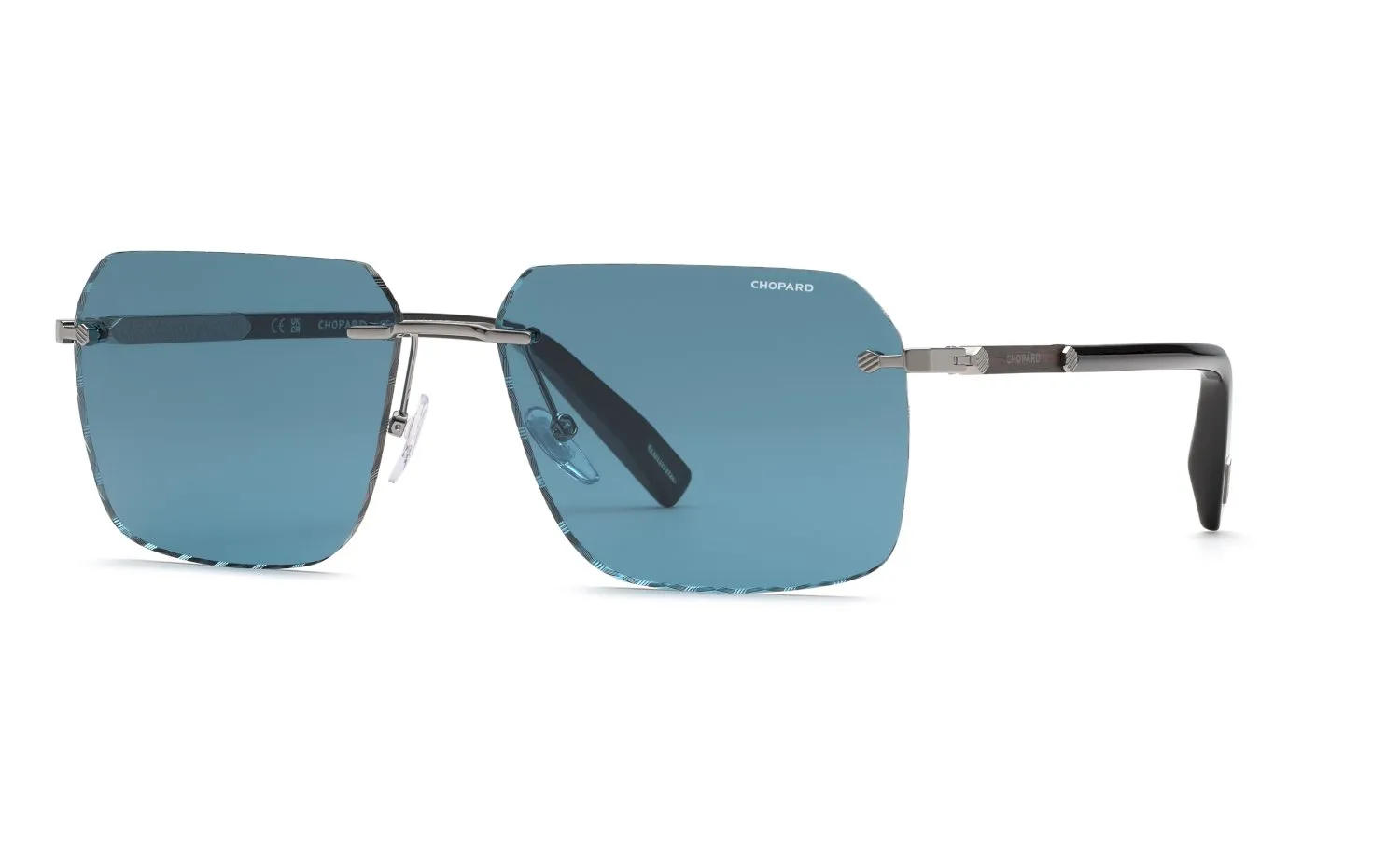 Chopard SCHL75 509B Occhiali da sole Metallo Grigio Blu Geometrica Antiriflesso - immagine 1
