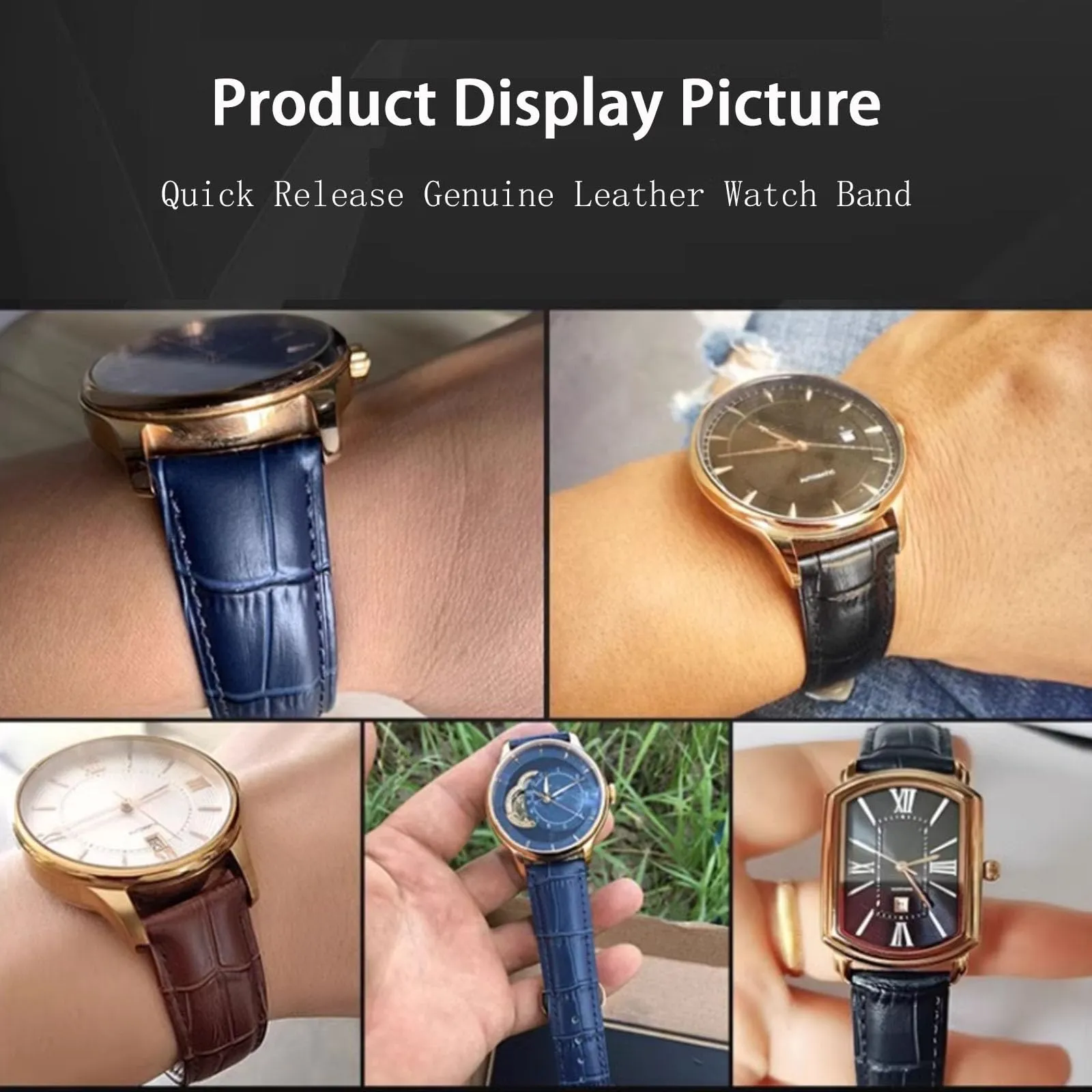 Nizonlaie Cinturini per Orologi in Vera Pelle a Sgancio Rapido Pelle Italiana Vera Pelle di vitello con grana di alligatore Cinturini Ricambio Pelle 12 to 24mm per Uomini e Donne - immagine 7