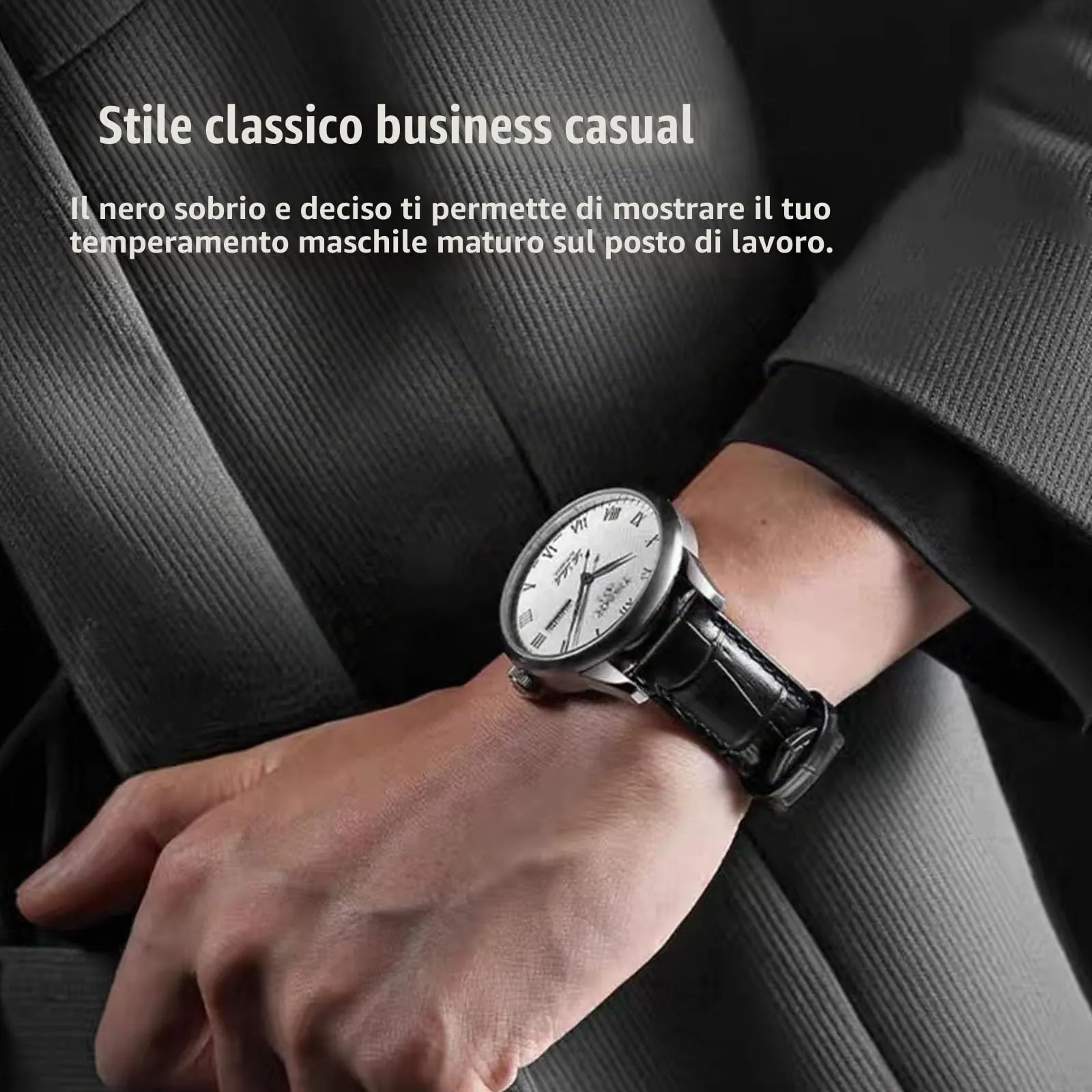 Nizonlaie Cinturini per Orologi in Vera Pelle a Sgancio Rapido Pelle Italiana Vera Pelle di vitello con grana di alligatore Cinturini Ricambio Pelle 12 to 24mm per Uomini e Donne - immagine 2