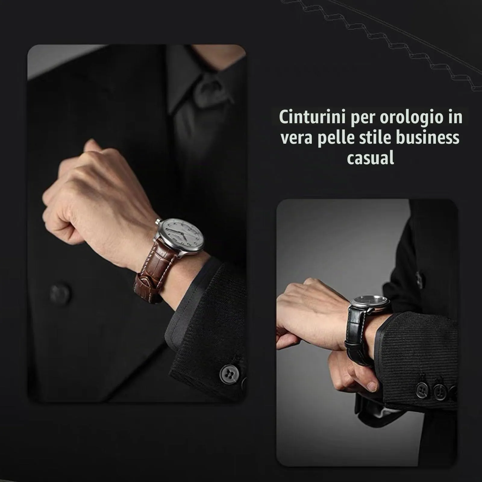 Nizonlaie Cinturini per Orologi in Vera Pelle a Sgancio Rapido Pelle Italiana Vera Pelle di vitello con grana di alligatore Cinturini Ricambio Pelle 12 to 24mm per Uomini e Donne - immagine 6