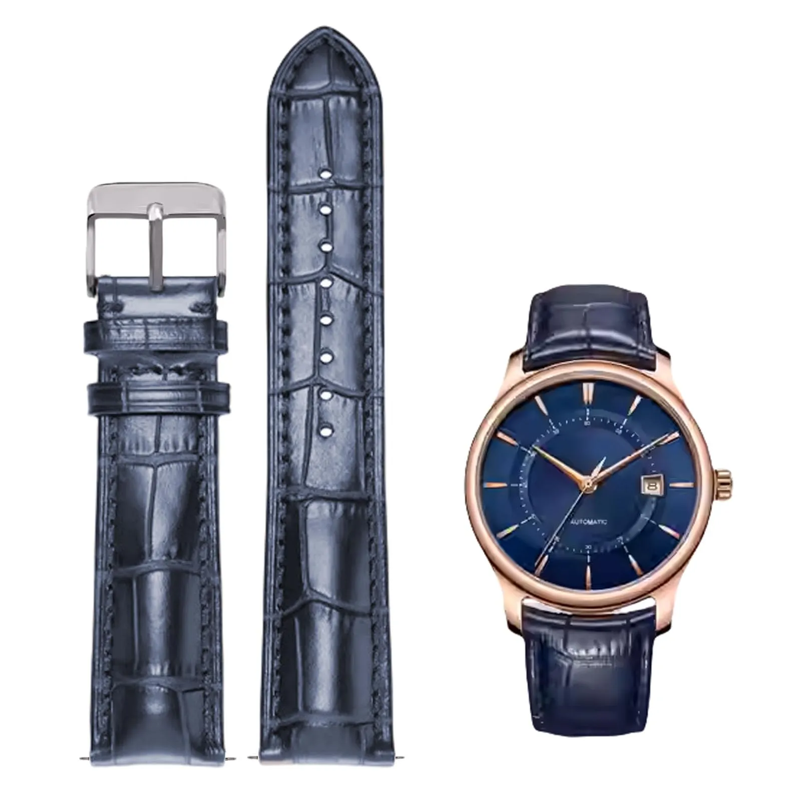 Nizonlaie Cinturini per Orologi in Vera Pelle a Sgancio Rapido Pelle Italiana Vera Pelle di vitello con grana di alligatore Cinturini Ricambio Pelle 12 to 24mm per Uomini e Donne - immagine 1