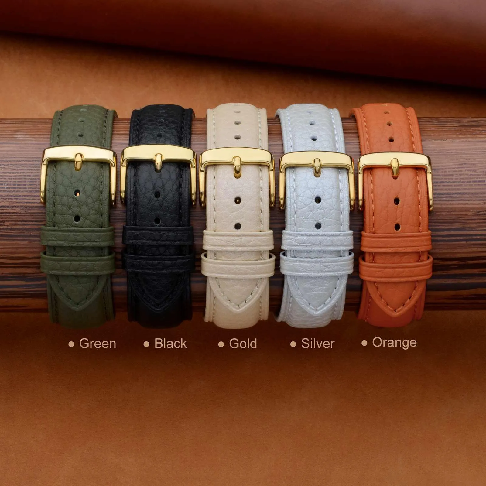 ANNEFIT Cinturino 15mm, Cinturini di Ricambio per Uomo e Donna con Fibbia Oro, Imbottito Testurizzato Pelle a Sgancio Rapido (Marrone) - immagine 7