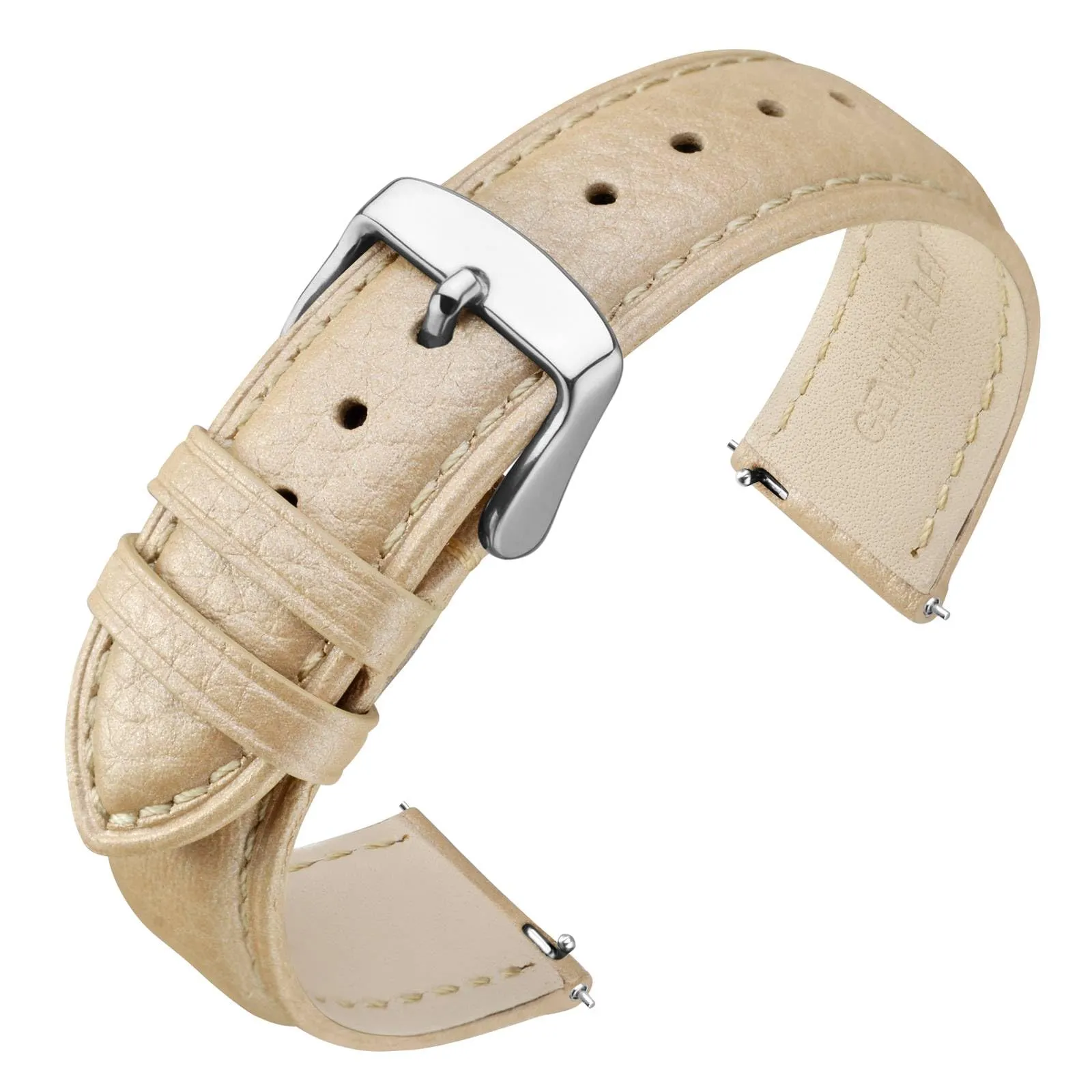 ANNEFIT Cinturino 14mm, Cinturini di Ricambio per Uomo e Donna, Imbottito Testurizzato Pelle a Sgancio Rapido (Oro) - immagine 1