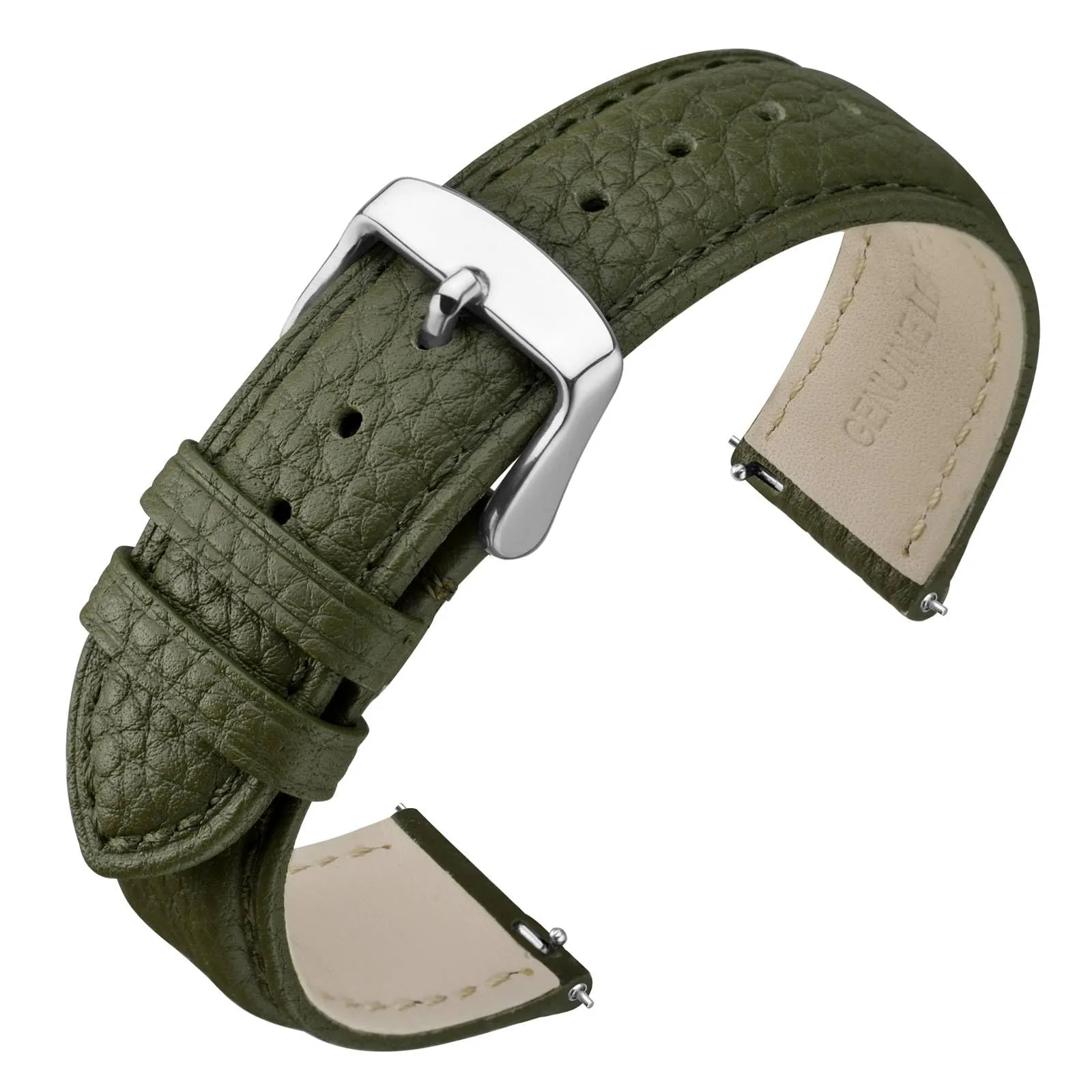 ANNEFIT Cinturino 14mm, Cinturini di Ricambio per Uomo e Donna, Imbottito Testurizzato Pelle a Sgancio Rapido (Verde) - immagine 1