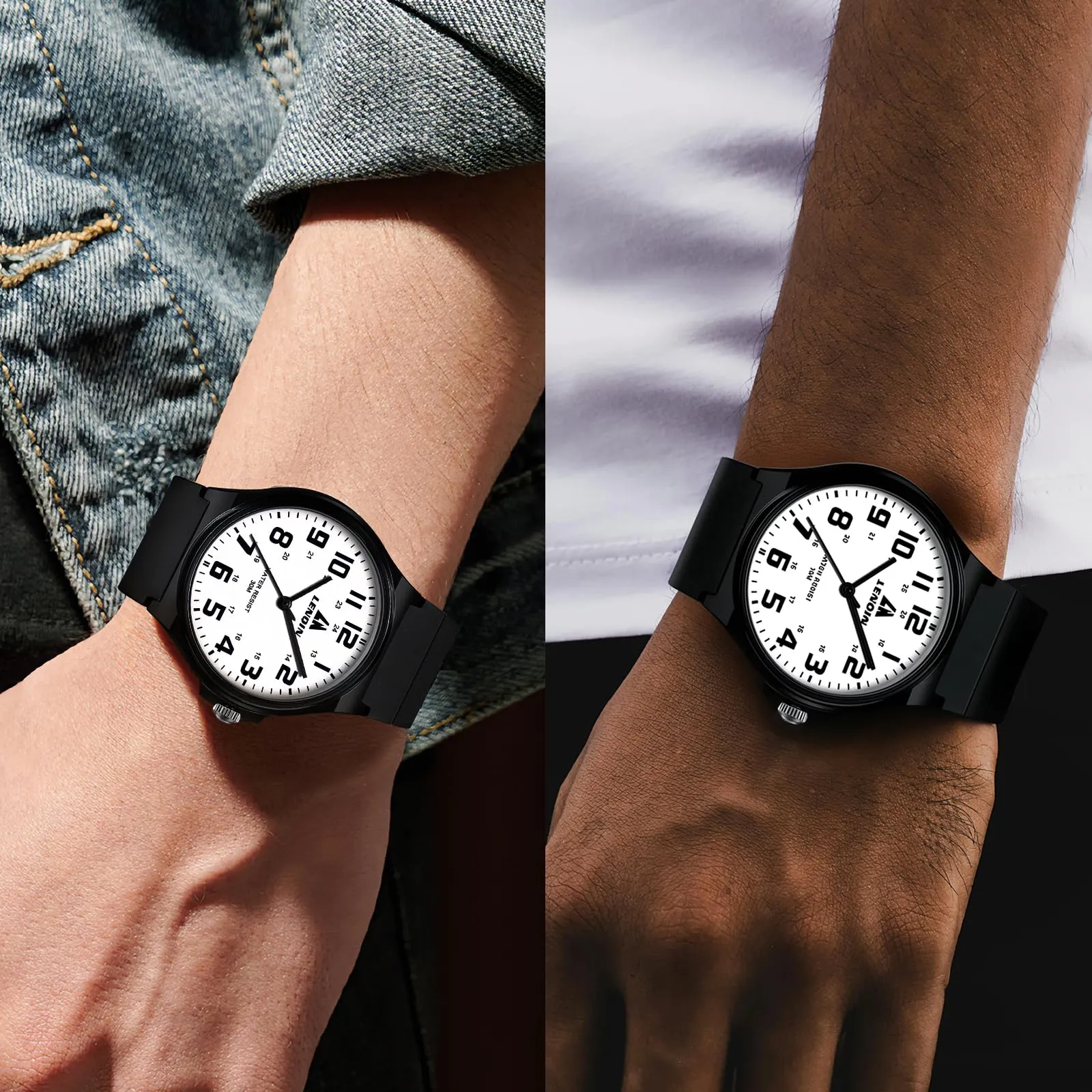 LN LENQIN Orologio da uomo al quarzo analogico, impermeabile 30 metri, con cinturino in silicone alla moda orologi uomo - immagine 7