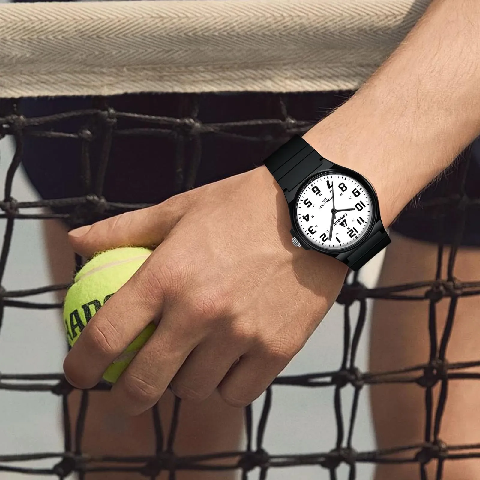 LN LENQIN Orologio da uomo al quarzo analogico, impermeabile 30 metri, con cinturino in silicone alla moda orologi uomo - immagine 8