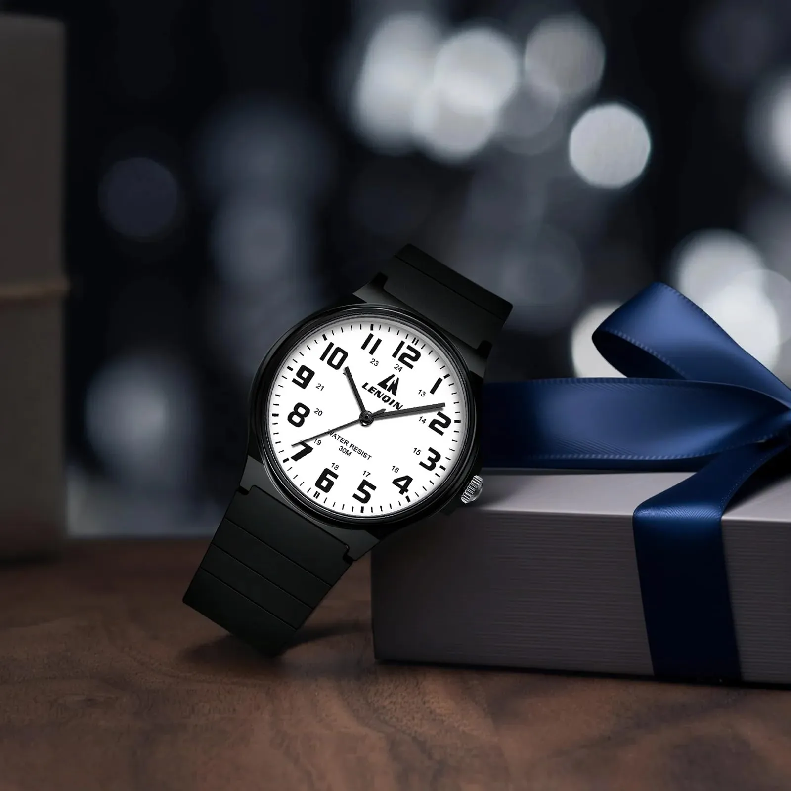LN LENQIN Orologio da uomo al quarzo analogico, impermeabile 30 metri, con cinturino in silicone alla moda orologi uomo - immagine 9