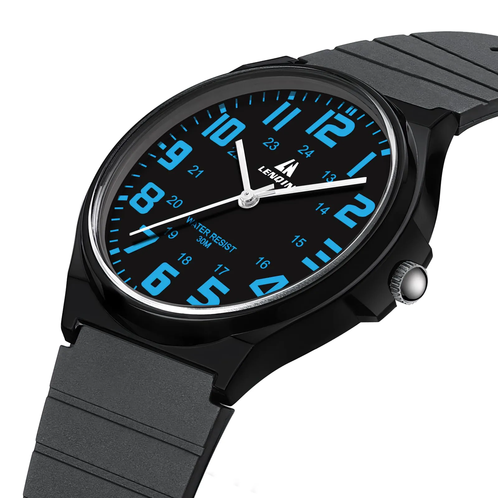 LN LENQIN Orologio da uomo al quarzo analogico, impermeabile 30 metri, con cinturino in silicone alla moda orologi uomo - immagine 3