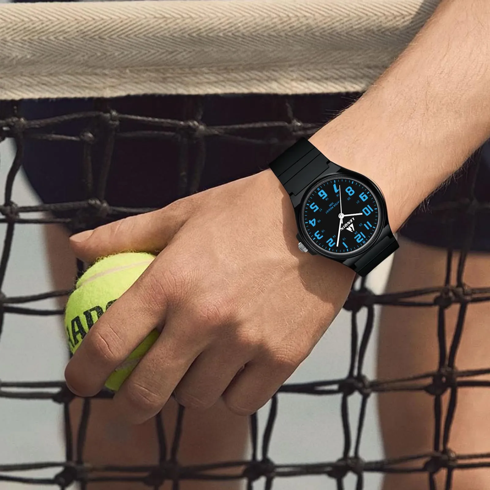 LN LENQIN Orologio da uomo al quarzo analogico, impermeabile 30 metri, con cinturino in silicone alla moda orologi uomo - immagine 8
