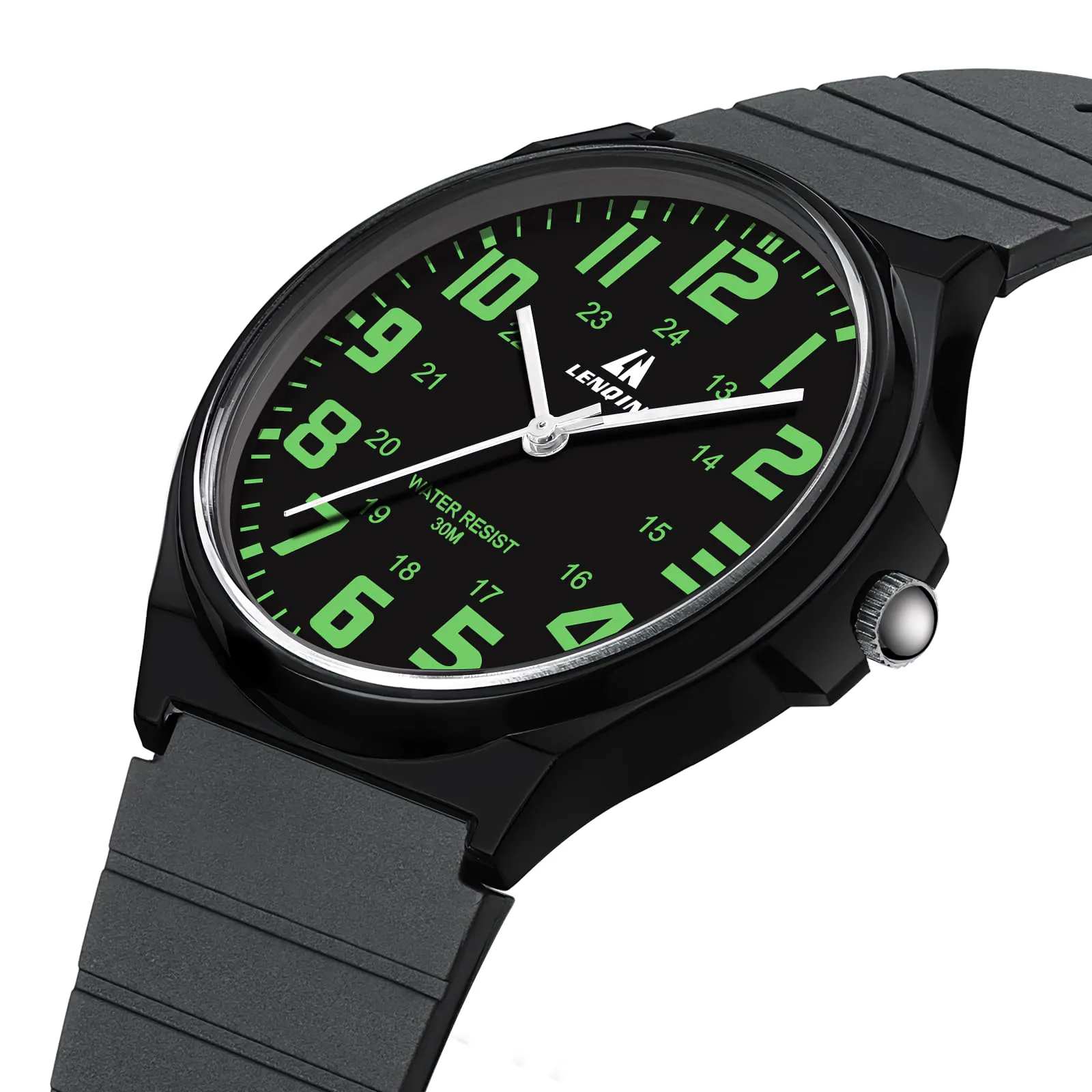 LN LENQIN Orologio da uomo al quarzo analogico, impermeabile 30 metri, con cinturino in silicone alla moda orologi uomo - immagine 3