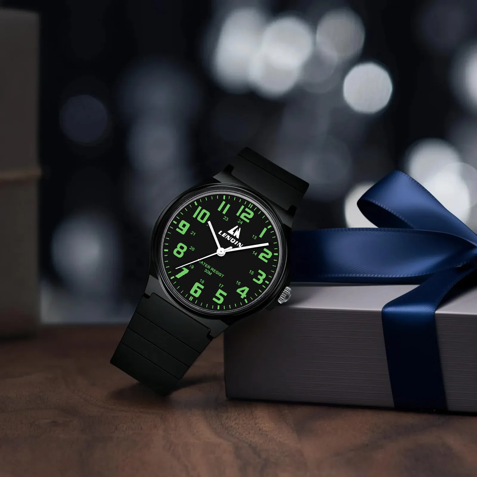 LN LENQIN Orologio da uomo al quarzo analogico, impermeabile 30 metri, con cinturino in silicone alla moda orologi uomo - immagine 9