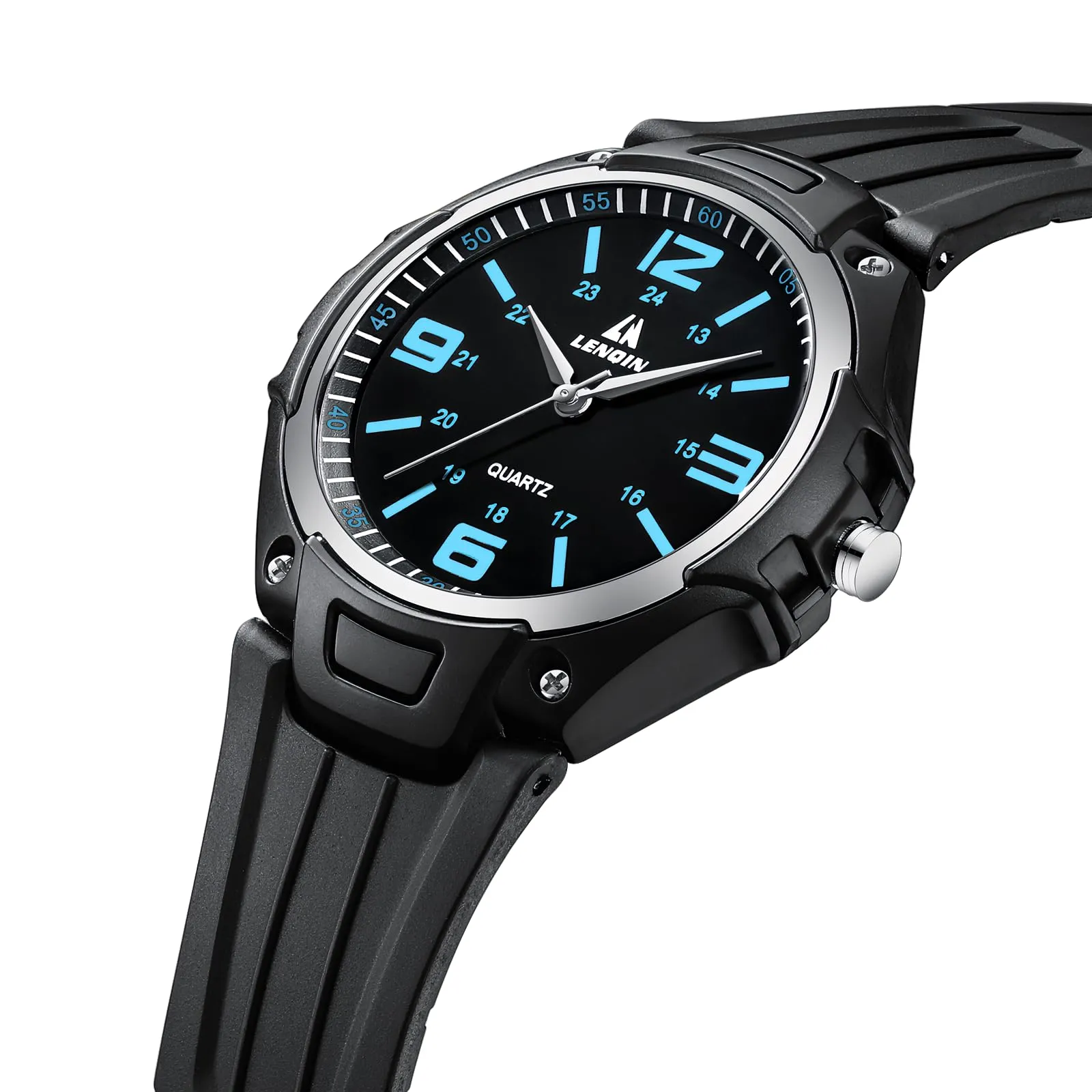LN LENQIN Orologio da uomo al quarzo analogico, impermeabile 30 metri, con cinturino in silicone alla moda orologi uomo - immagine 3