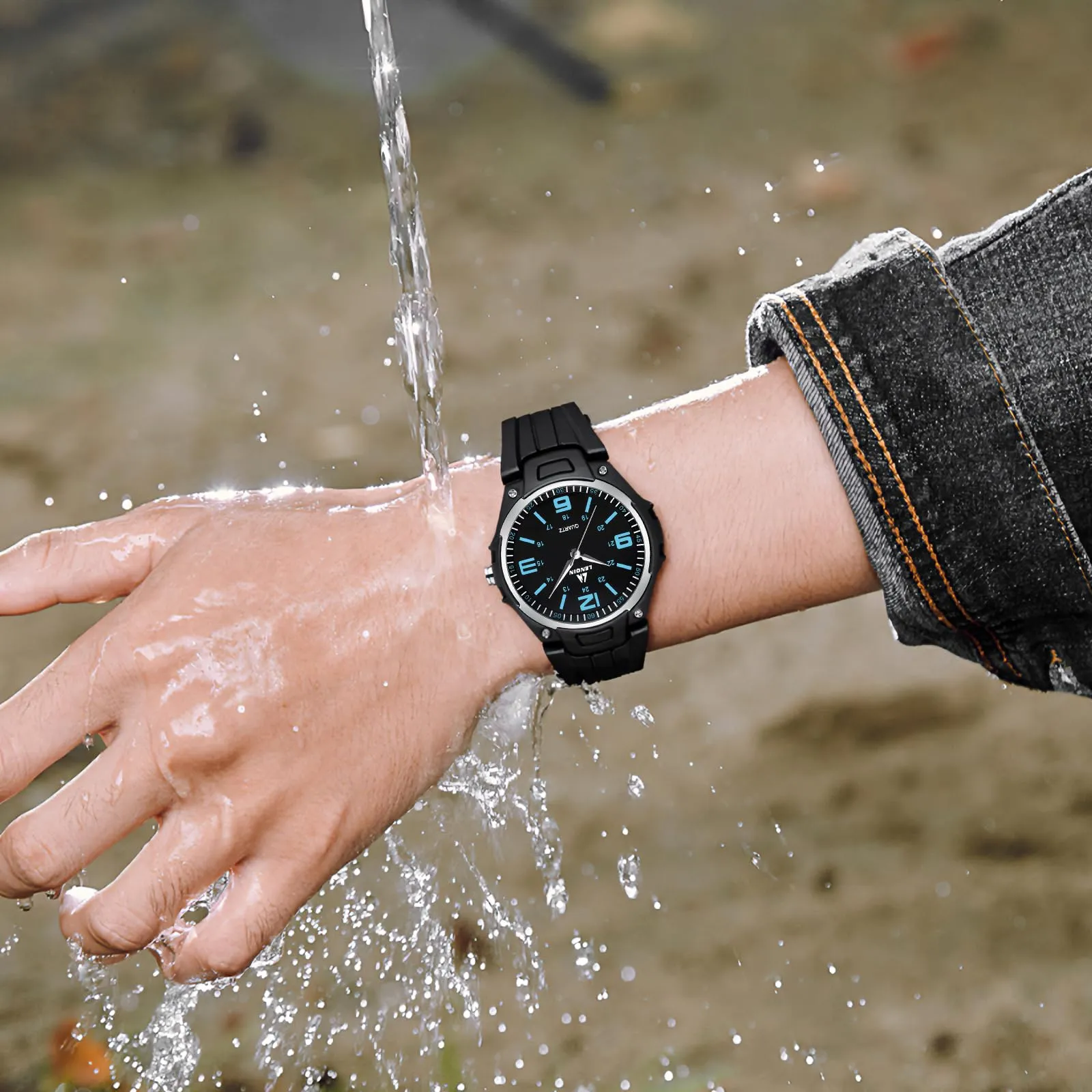 LN LENQIN Orologio da uomo al quarzo analogico, impermeabile 30 metri, con cinturino in silicone alla moda orologi uomo - immagine 5