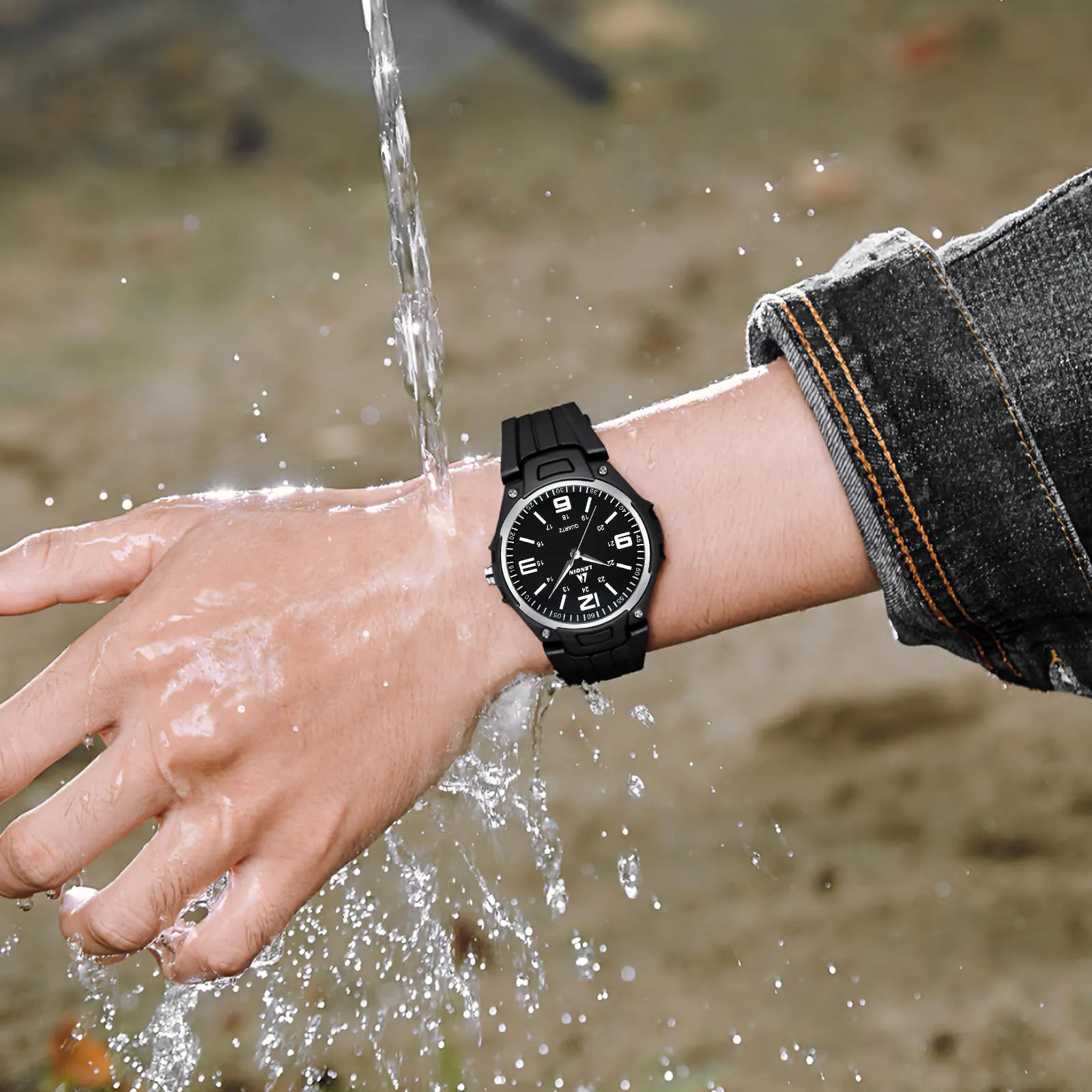 LN LENQIN Orologio da uomo al quarzo analogico, impermeabile 30 metri, con cinturino in silicone alla moda orologi uomo - immagine 5