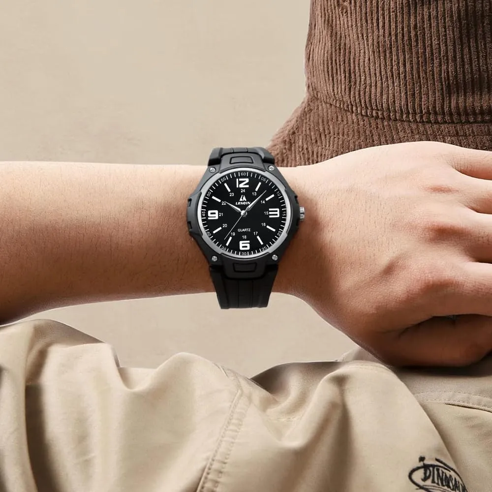 LN LENQIN Orologio da uomo al quarzo analogico, impermeabile 30 metri, con cinturino in silicone alla moda orologi uomo - immagine 8