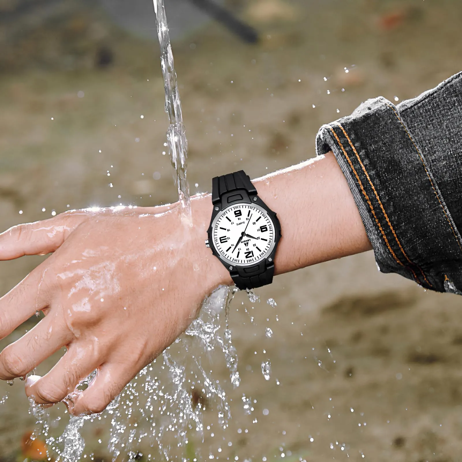 LN LENQIN Orologio da uomo al quarzo analogico, impermeabile 30 metri, con cinturino in silicone alla moda orologi uomo - immagine 5