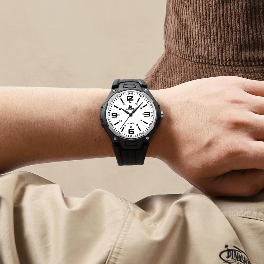 LN LENQIN Orologio da uomo al quarzo analogico, impermeabile 30 metri, con cinturino in silicone alla moda orologi uomo - immagine 6