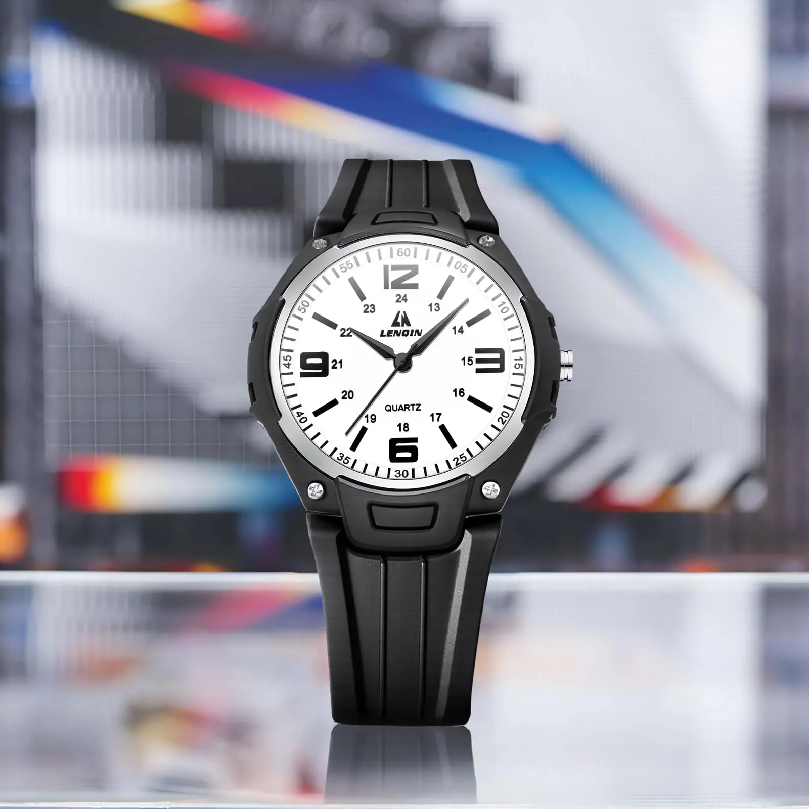 LN LENQIN Orologio da uomo al quarzo analogico, impermeabile 30 metri, con cinturino in silicone alla moda orologi uomo - immagine 9