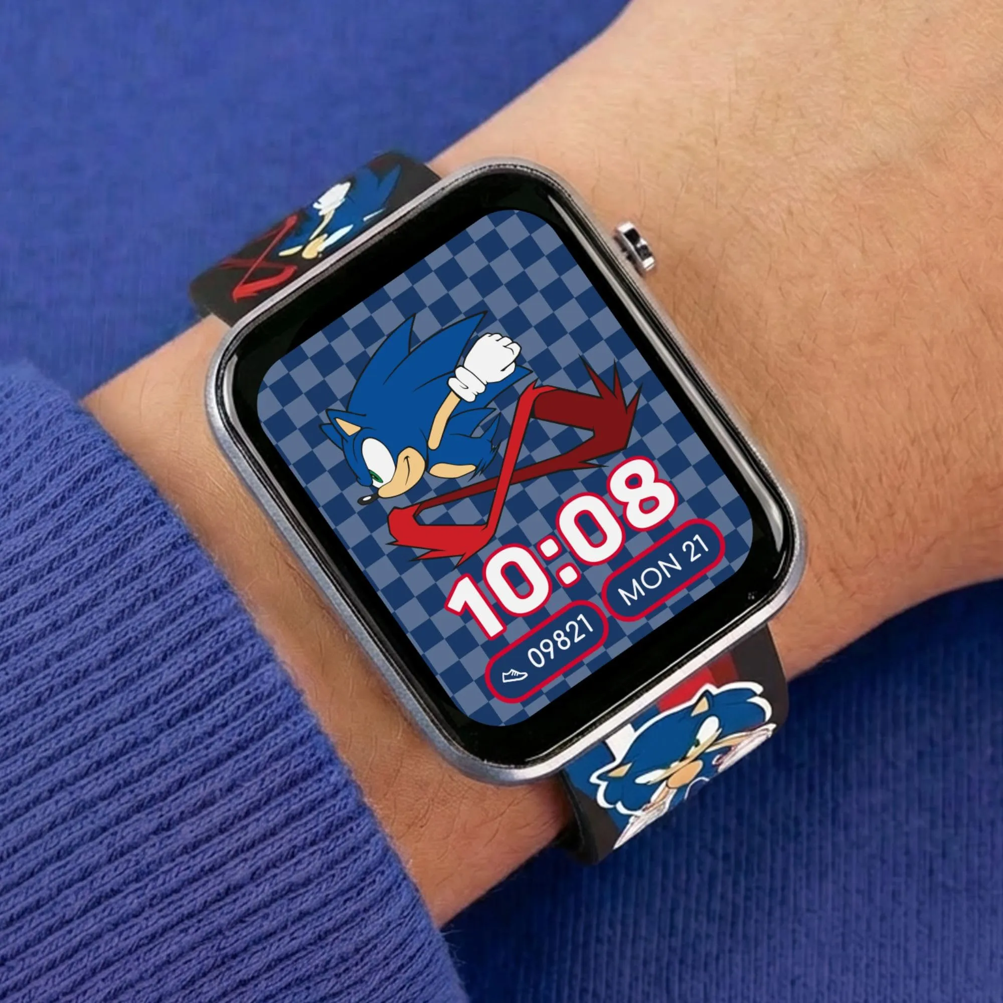 Sonic The Hedgehog Sega cinturino stampato nero Smart Watch SNC4488MARG - immagine 2