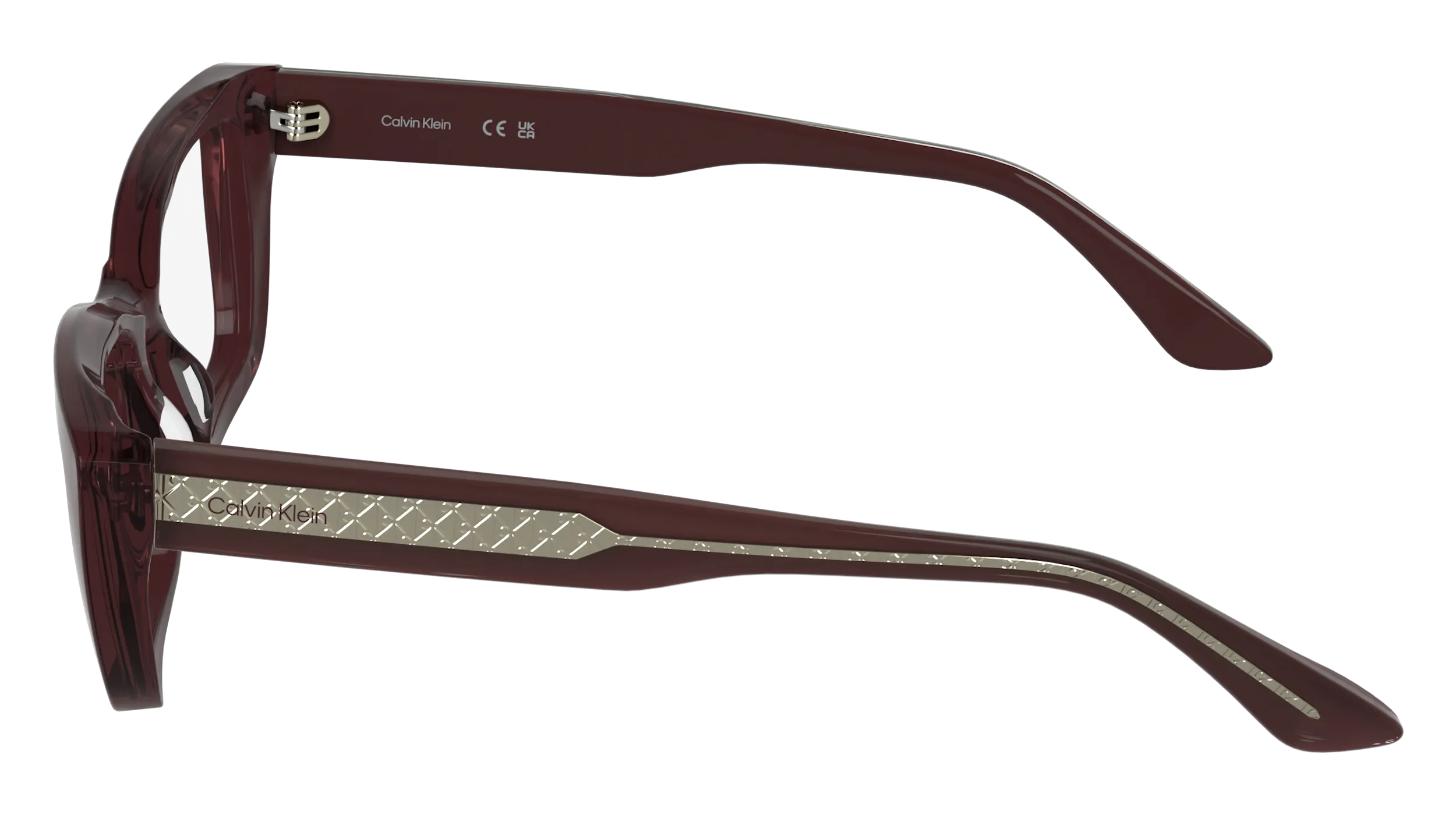 Calvin Klein CK25549 605 Montature da vista Acetato Bordeaux Cat Eye Normale - immagine 3