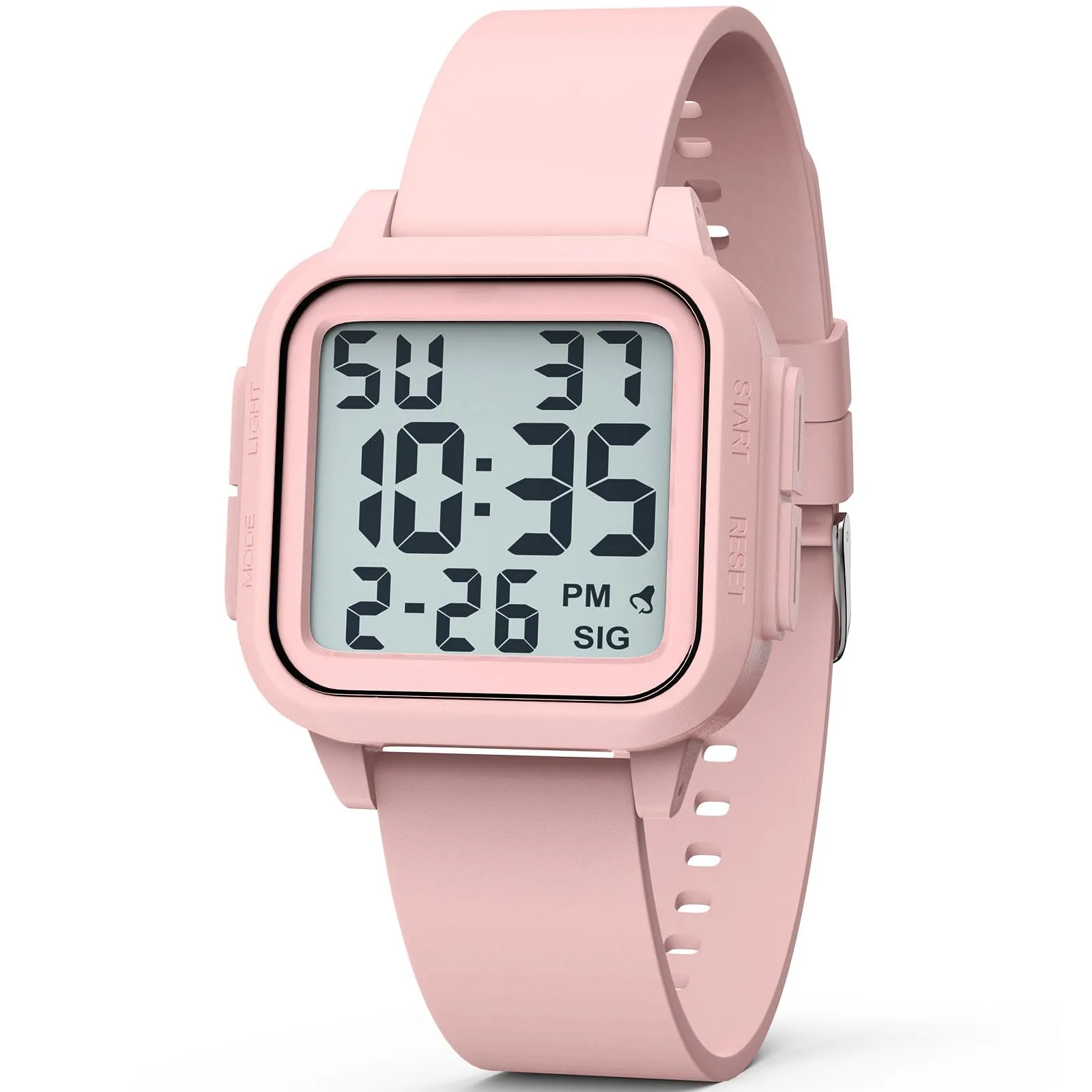 DTKID Orologio Sportivo Digitale Unisex, LED, Sveglia, Cronometro (Rosa) - immagine 1