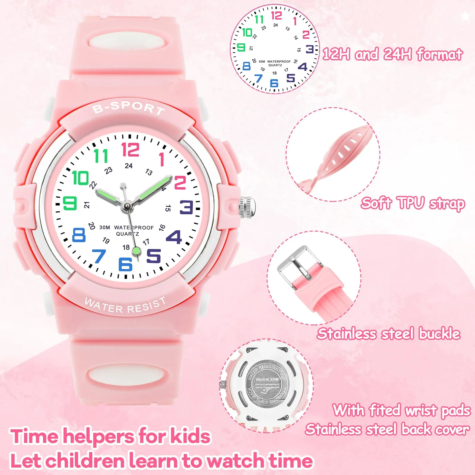 Edillas Orologio digitale bambino,30M Impermeabile Orologio Multifunzione - immagine 4