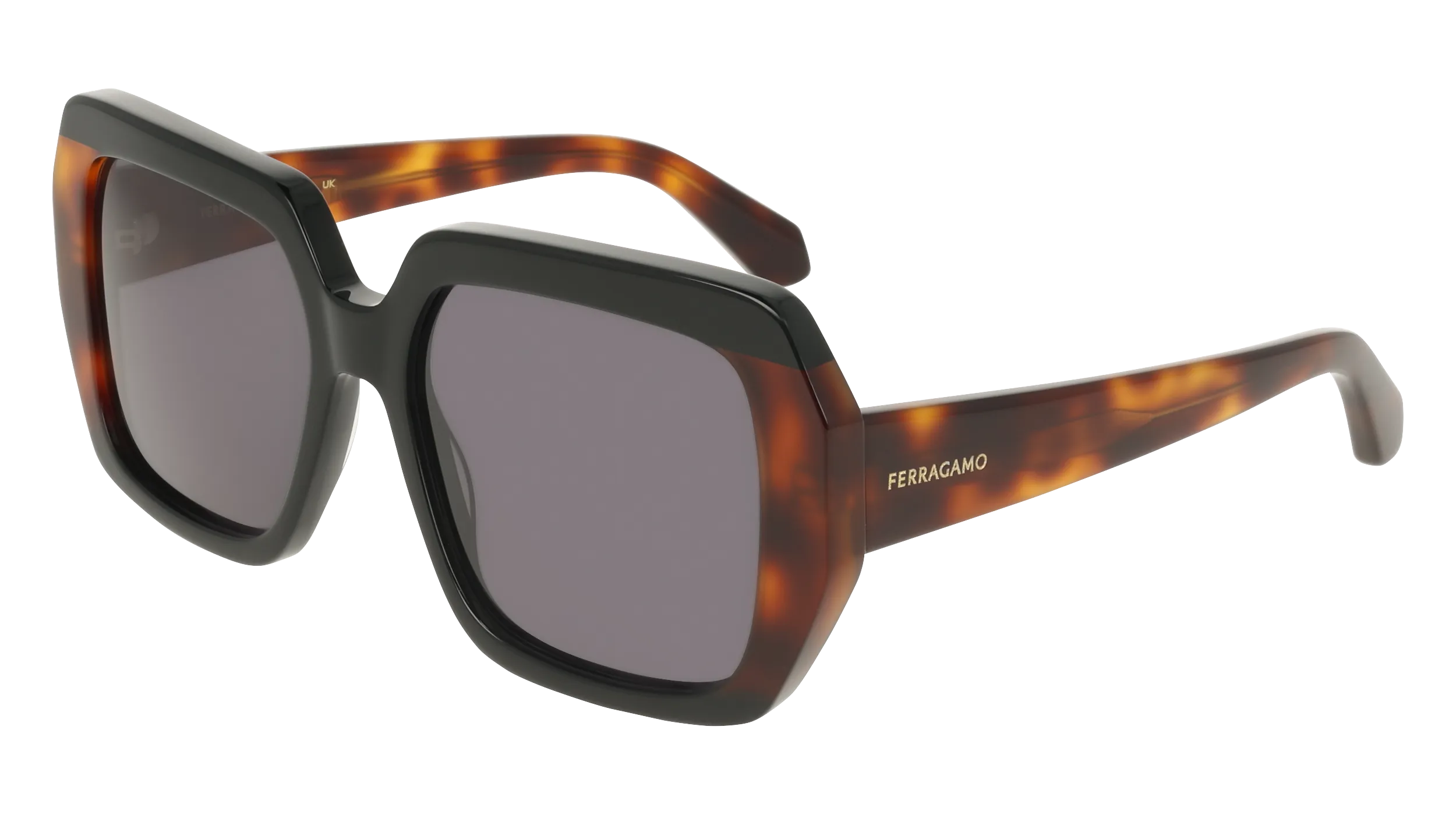 Ferragamo SF2081S 006 Occhiali da sole Acetato Nero Grigio Squadrata Normale - immagine 1