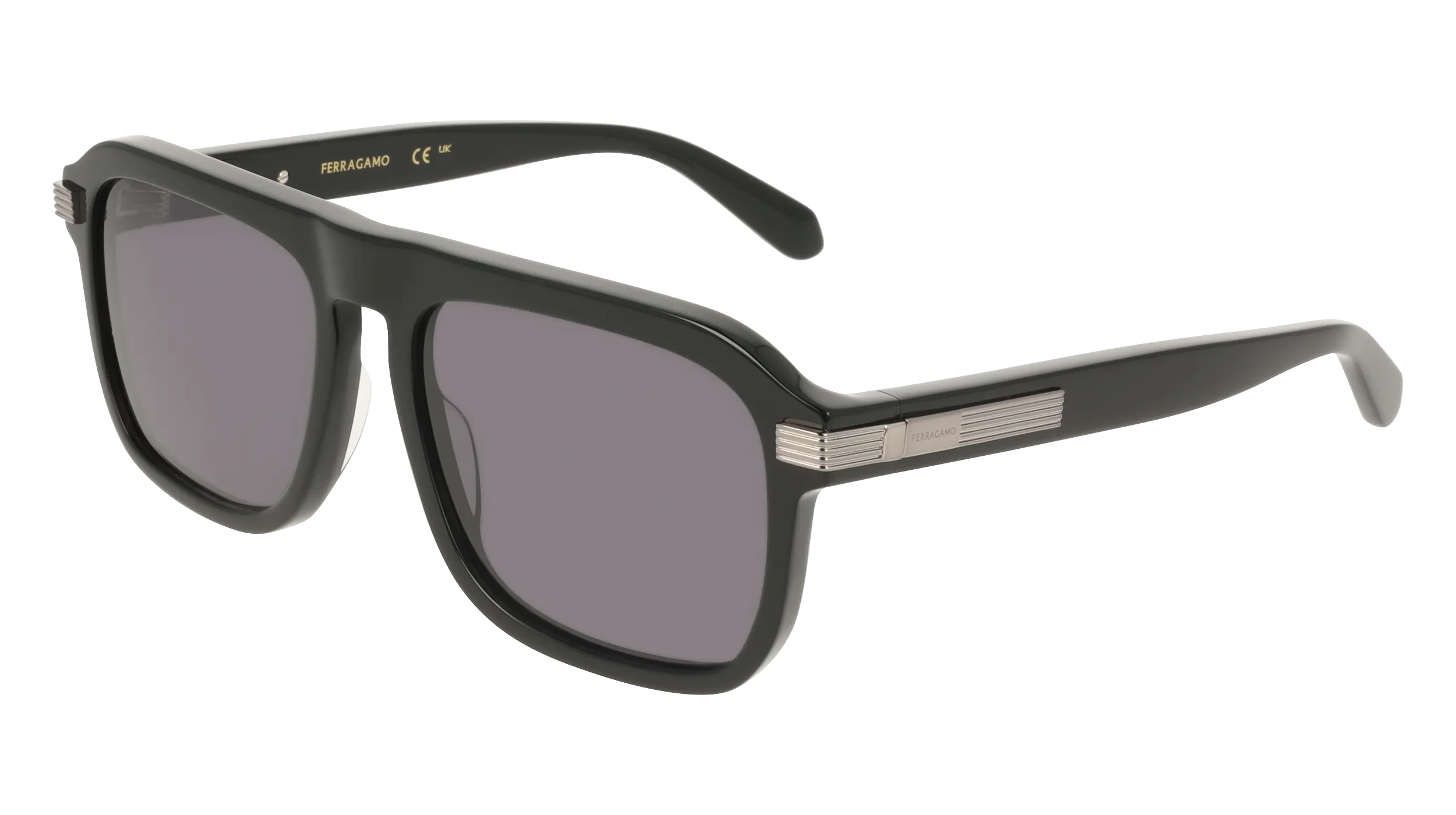 Ferragamo SF2087S 001 Occhiali da sole Acetato Nero Grigio Squadrata Normale - immagine 1