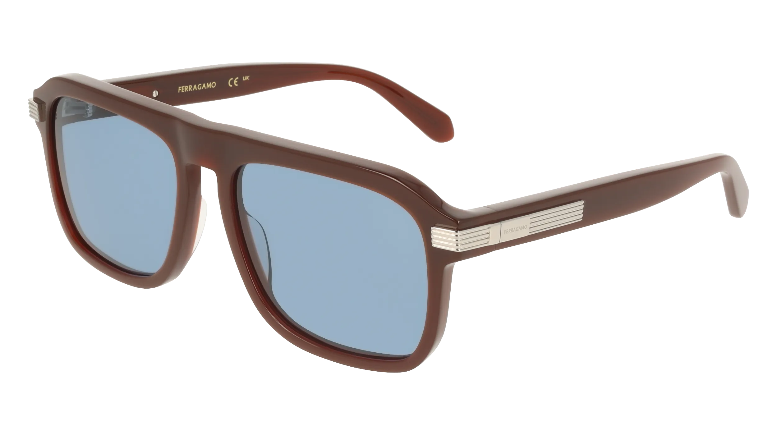 Ferragamo SF2087S 210 Occhiali da sole Acetato Marrone Blu Squadrata Normale - immagine 1