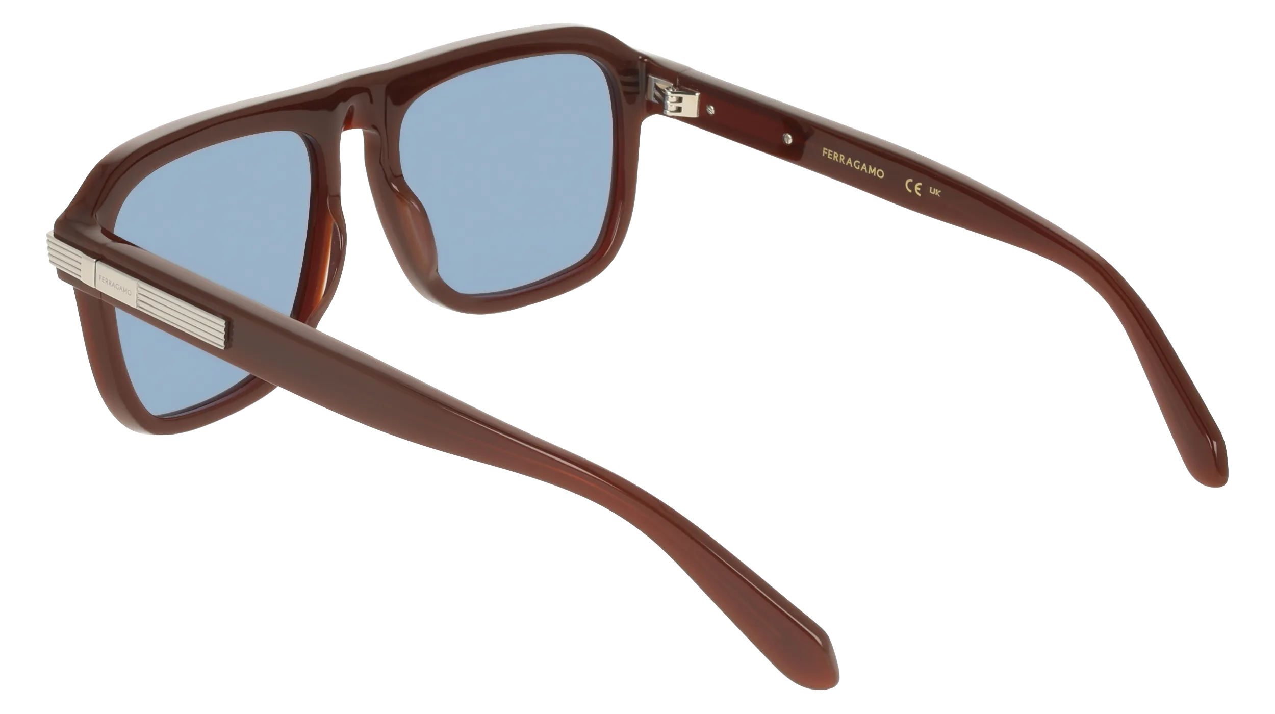 Ferragamo SF2087S 210 Occhiali da sole Acetato Marrone Blu Squadrata Normale - immagine 4