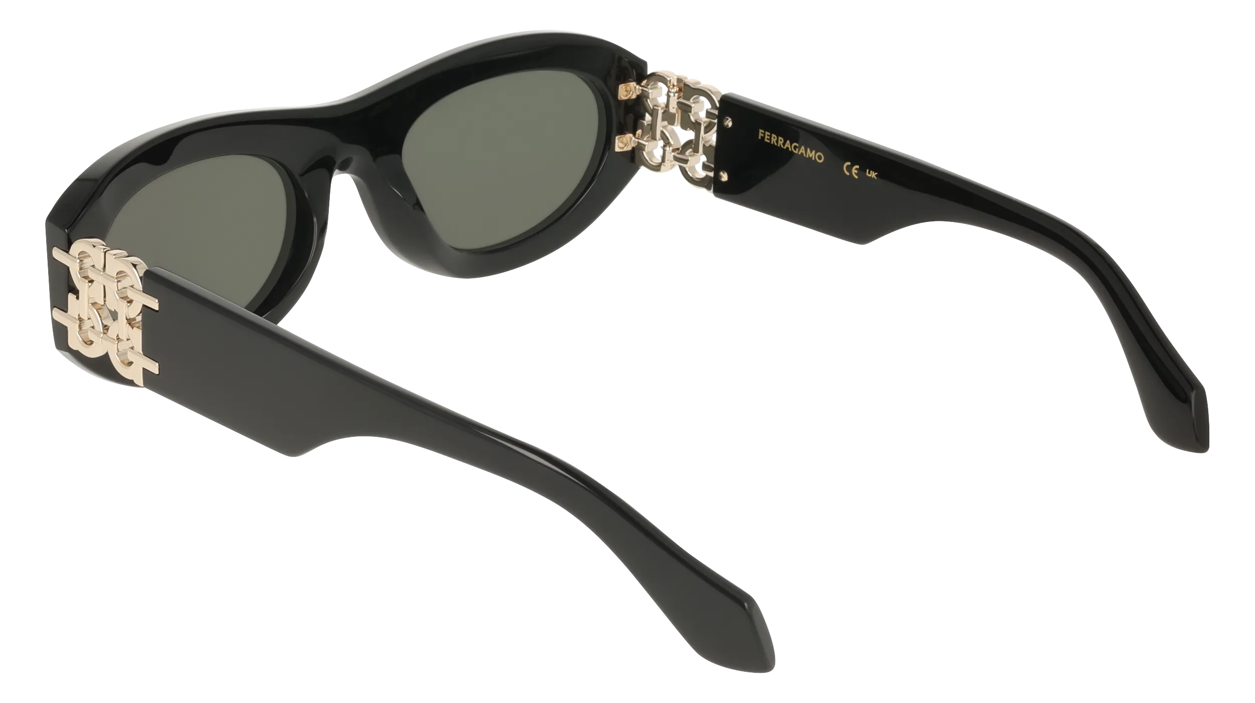 Ferragamo SF2082SE 001 Occhiali da sole Acetato Nero Grigio Rotonda Normale - immagine 4