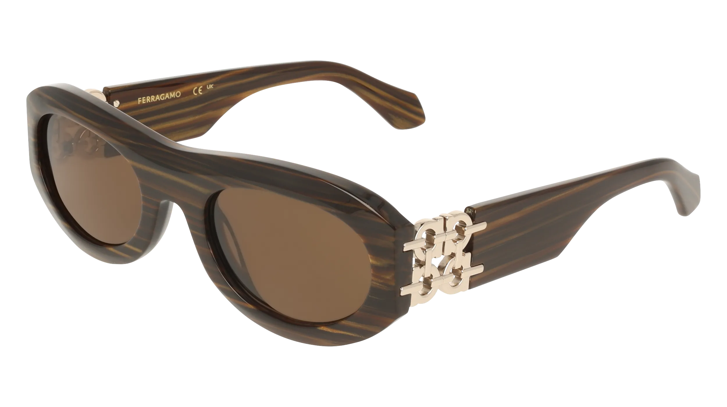 Ferragamo SF2082SE 223 Occhiali da sole Acetato Marrone Rotonda Normale - immagine 1